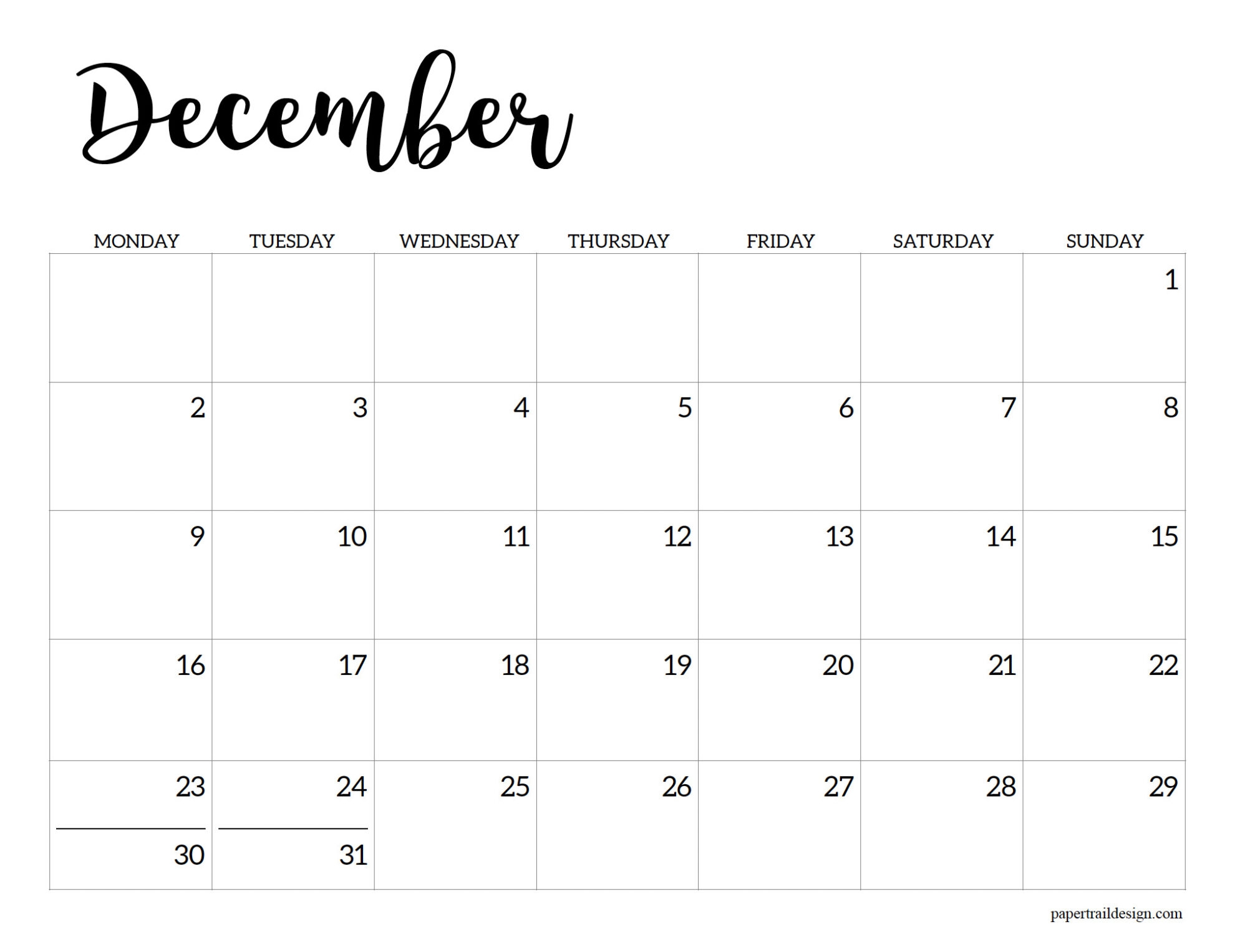 2024 2025 Printable School Calendar Paper Trail Design