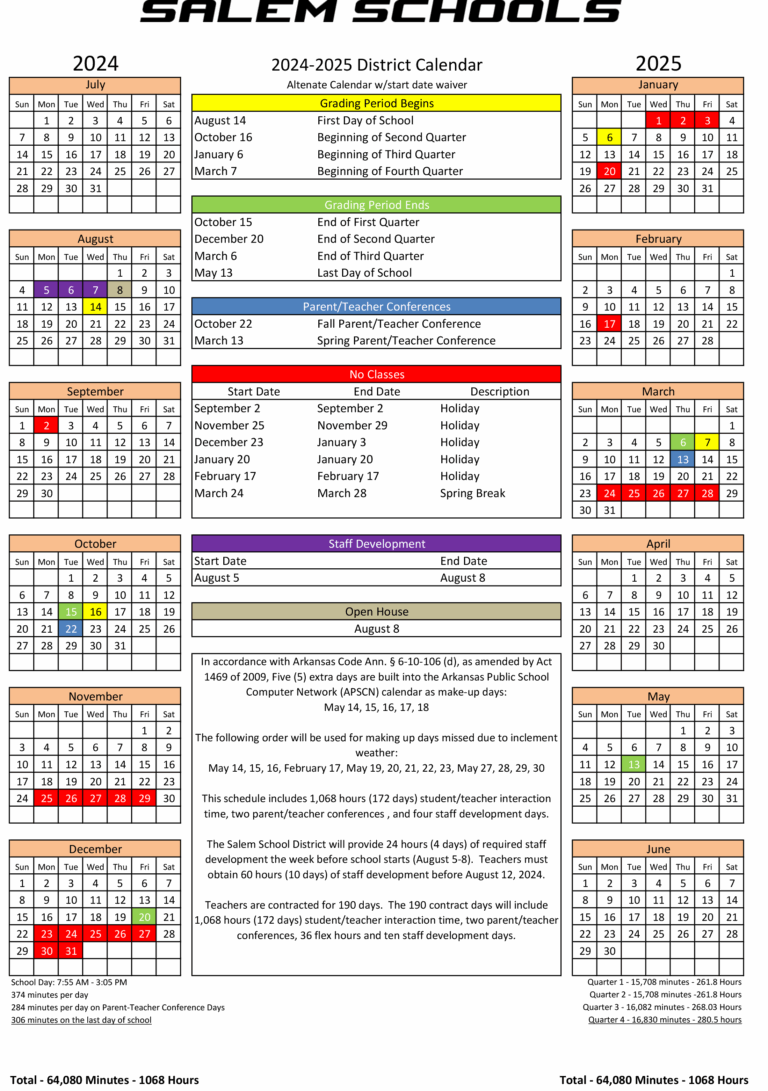 2024 2025 School Calendar Salem School District