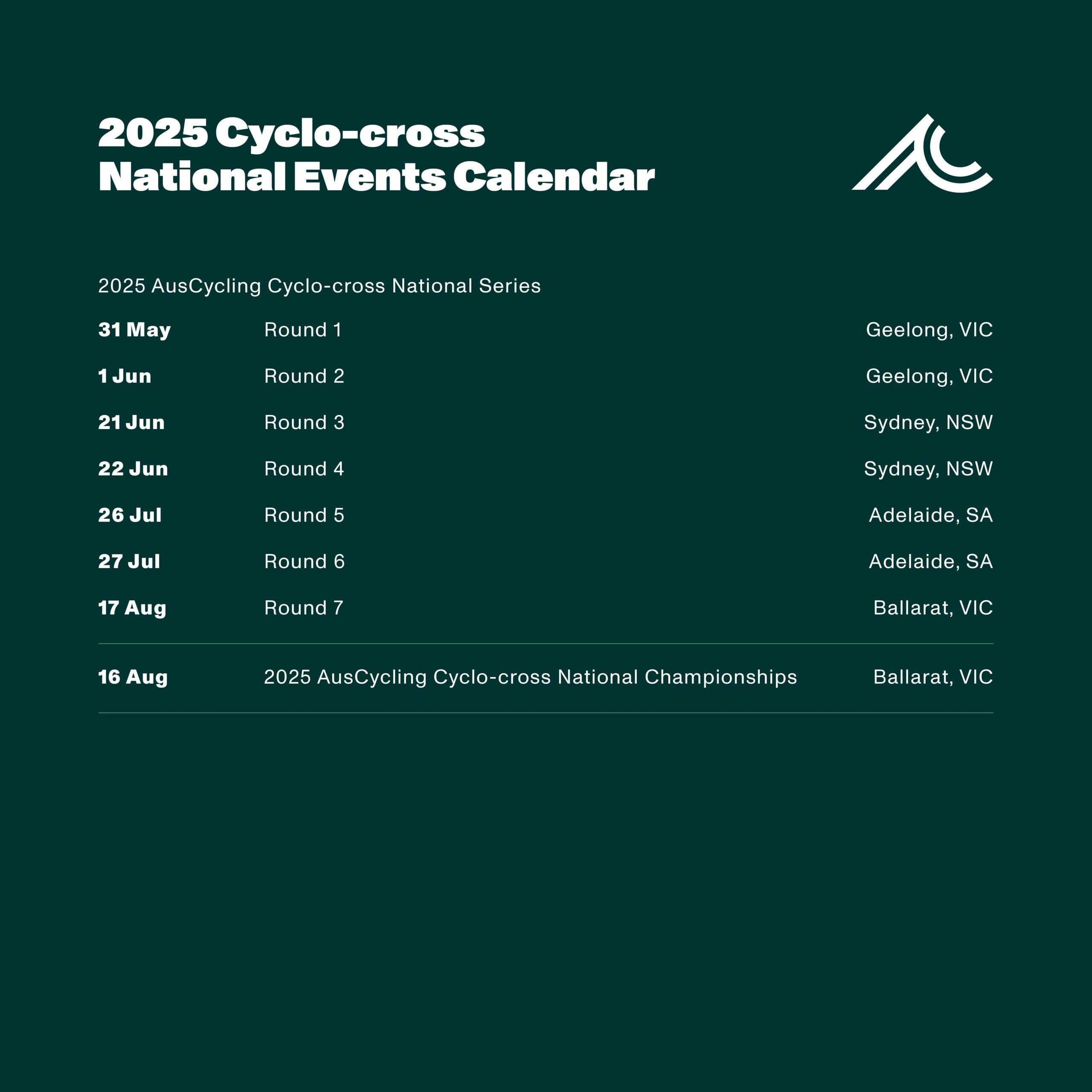 2025 AusCycling Cyclo cross National Calendar Released AusCycling