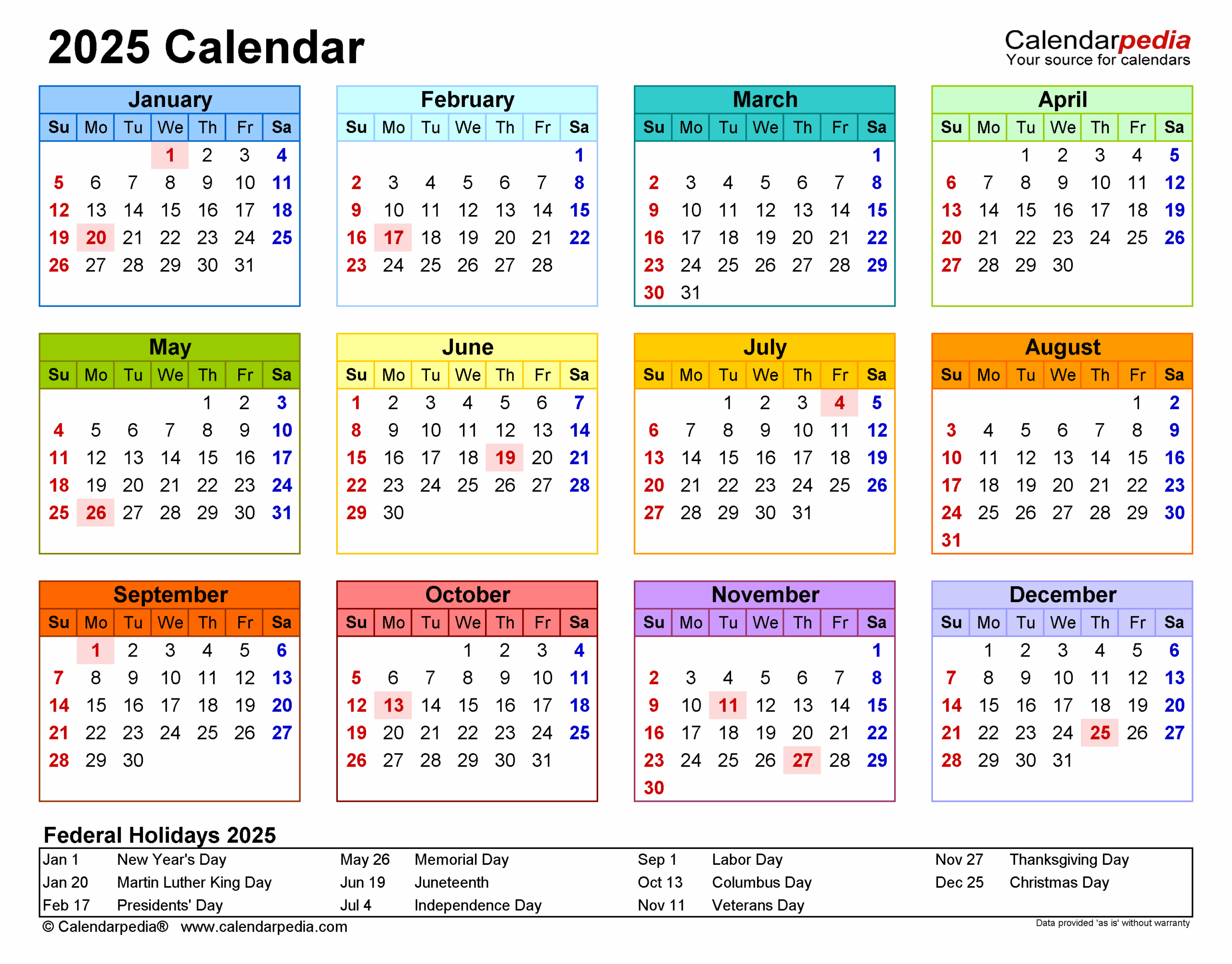 December 2025 Calendar Pedia