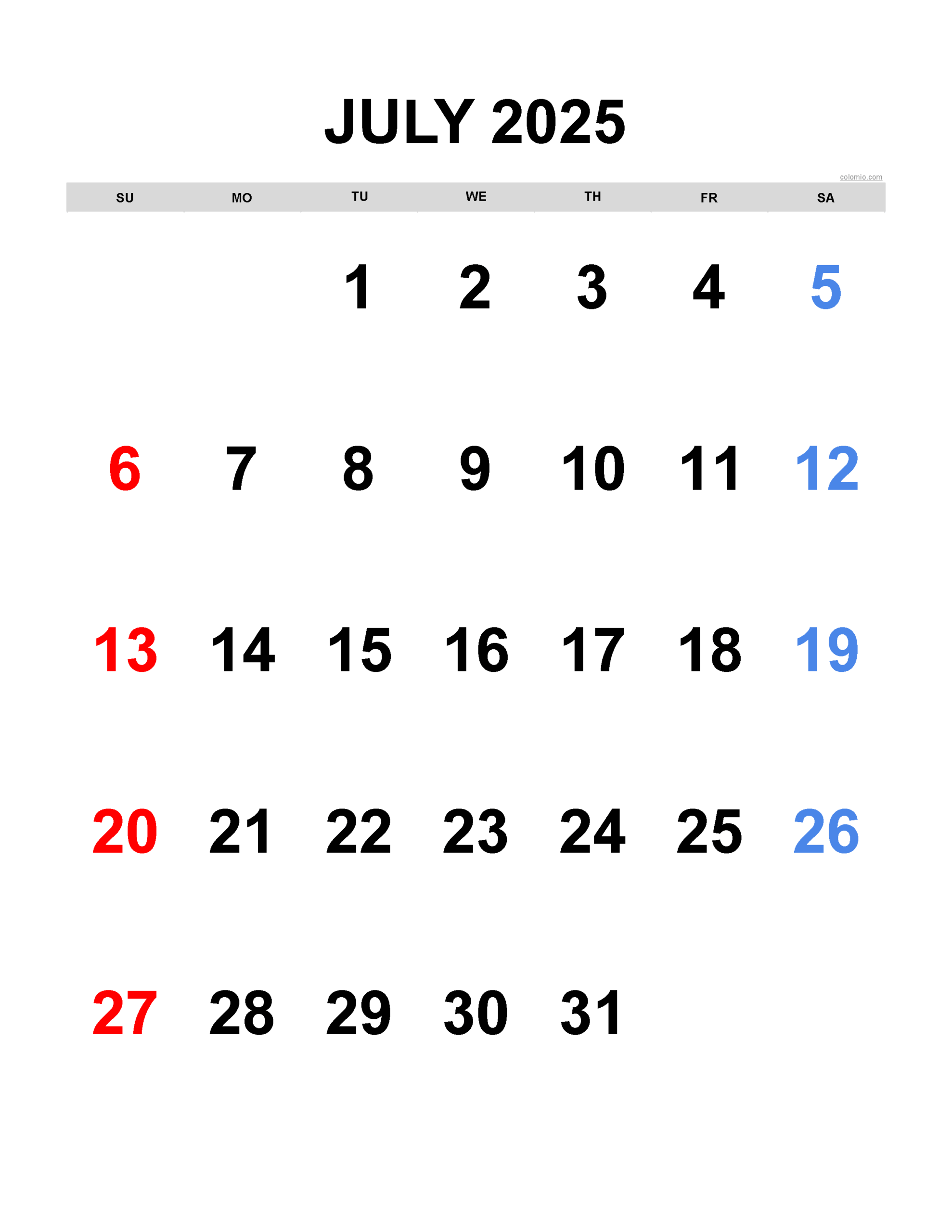 July 30th 2025 Calendar