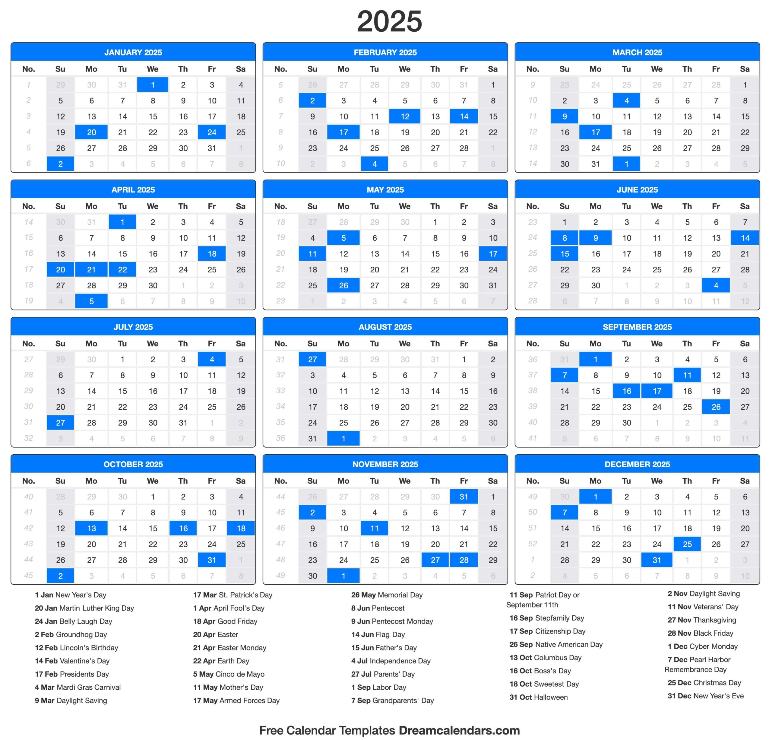September 2025 Calendar Special Days