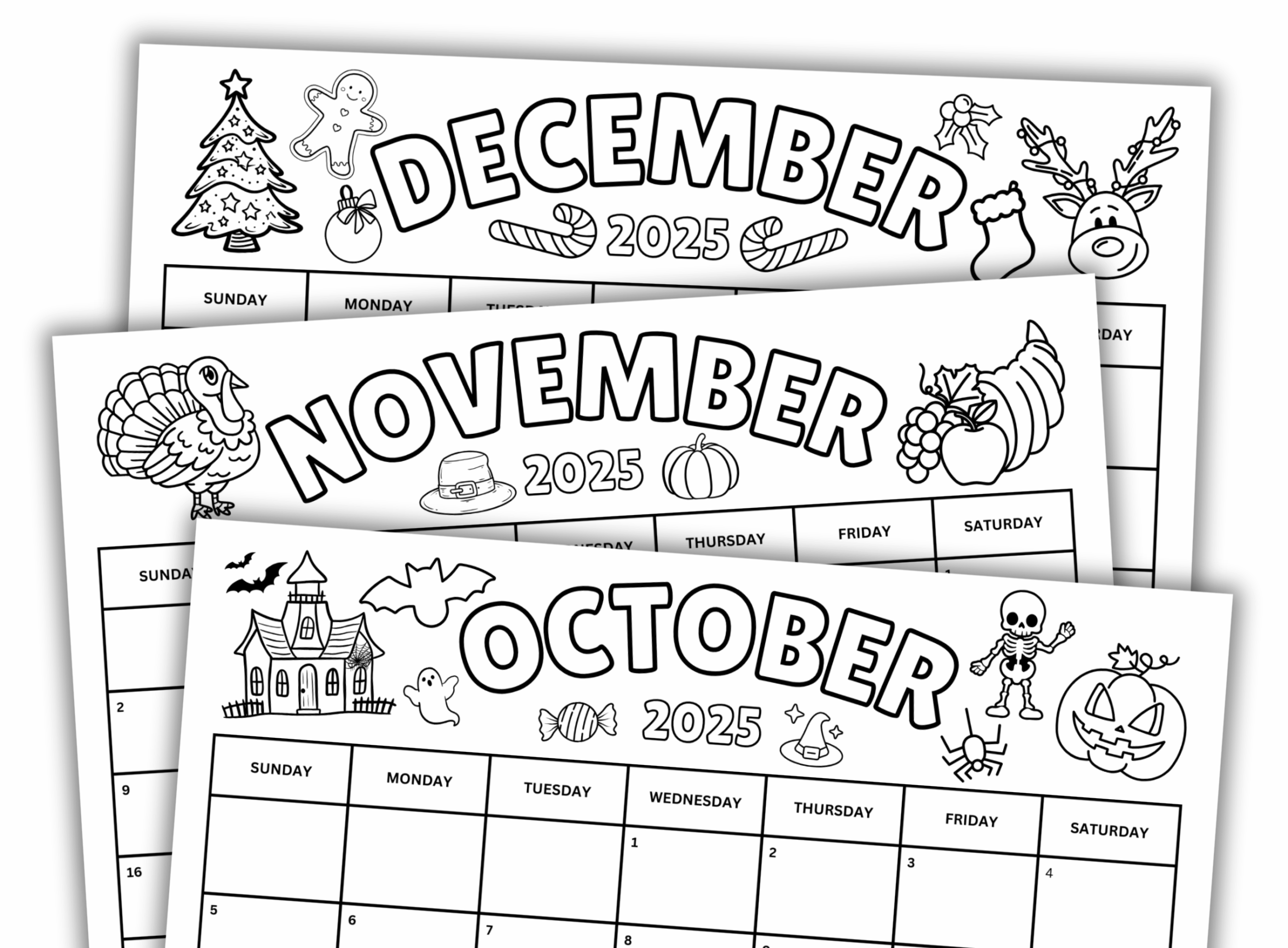2025 Coloring Calendar Download 2025 Calendar Printable Activity 