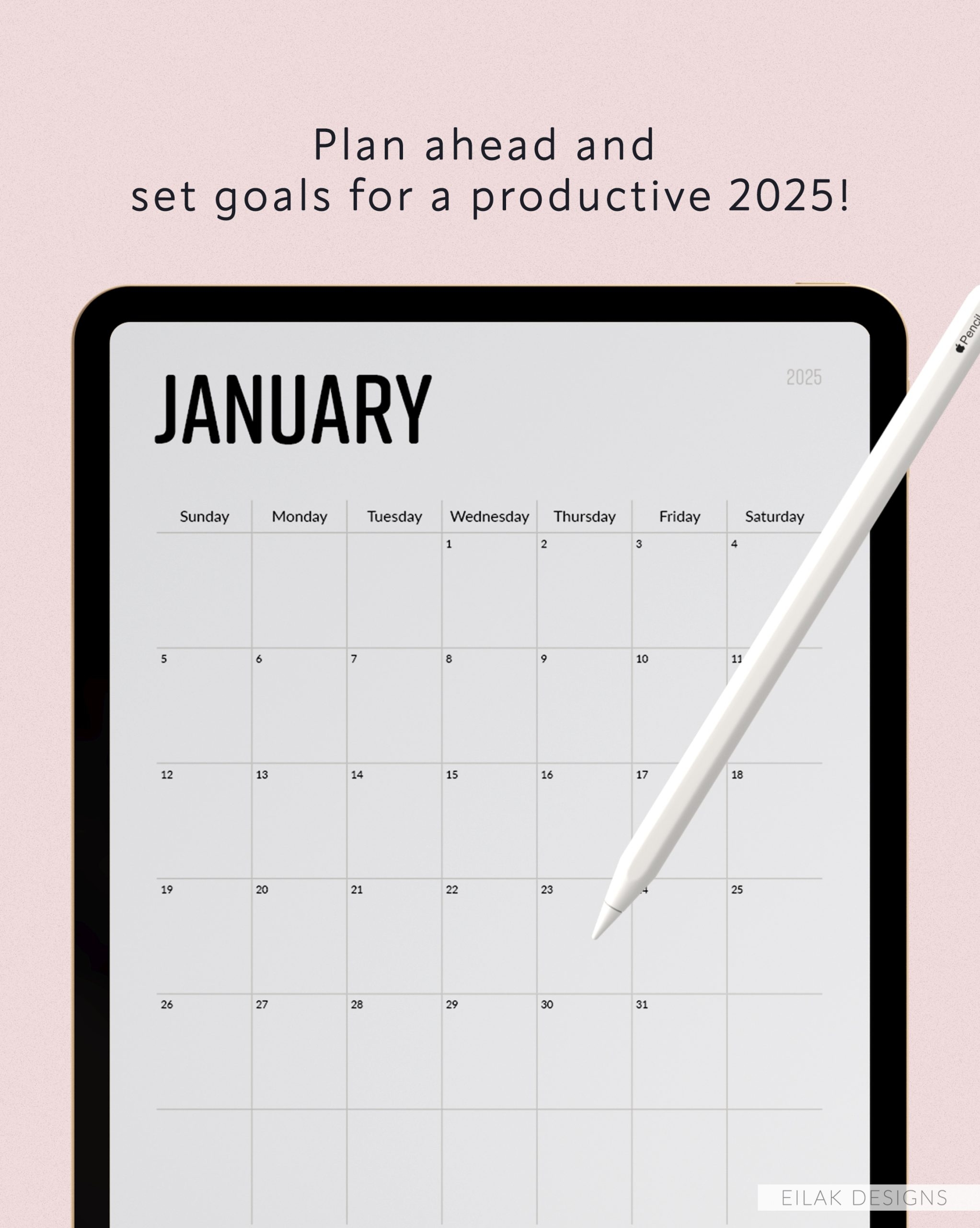 2025 Monthly Calendar Minimalistic Digital Download