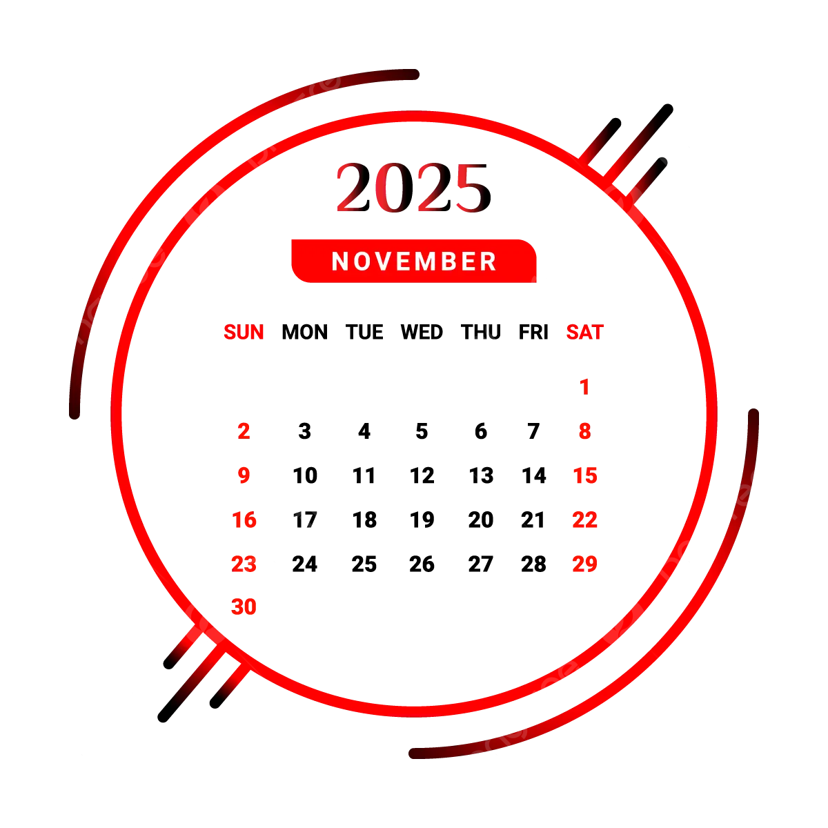 November 2025 Calendar Black