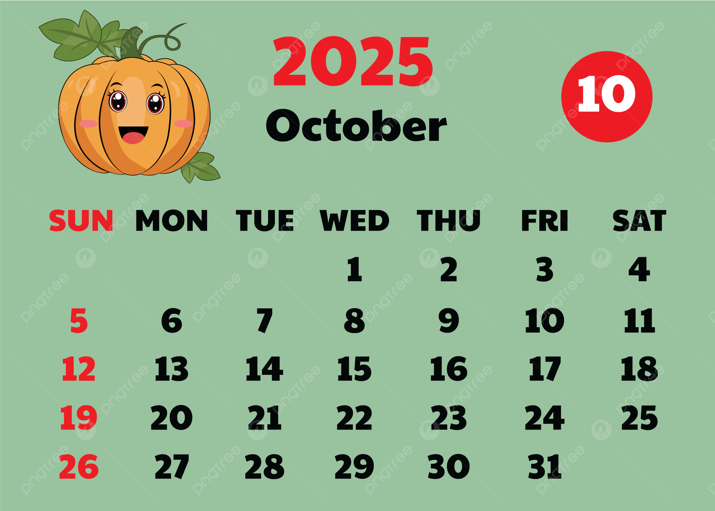 October Desktop Calendar 2025