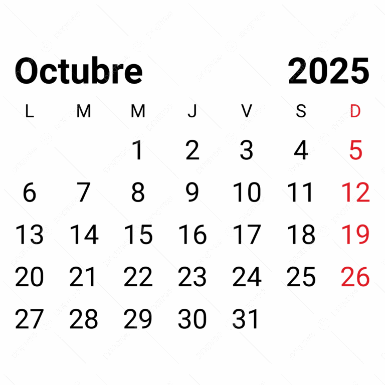 2025 October Monthly Spanish Calendar Vector 2025 October Monthly Spanish Calendar 2025 October Calendar PNG And Vector With Transparent Background For Free Download