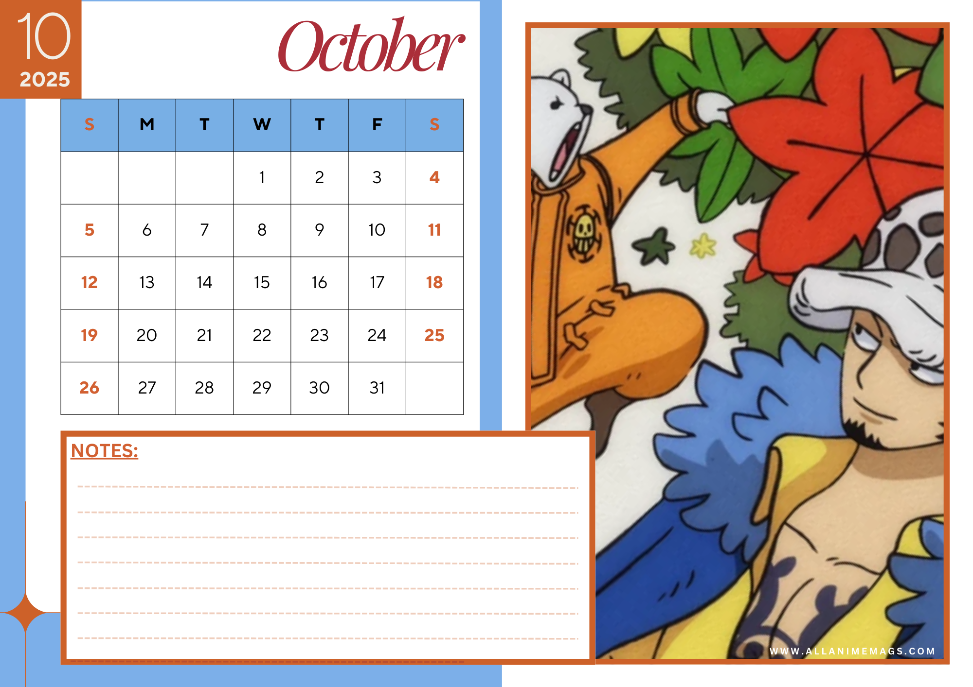 2025 One Piece Simple Anime Calendar All About Anime And Manga