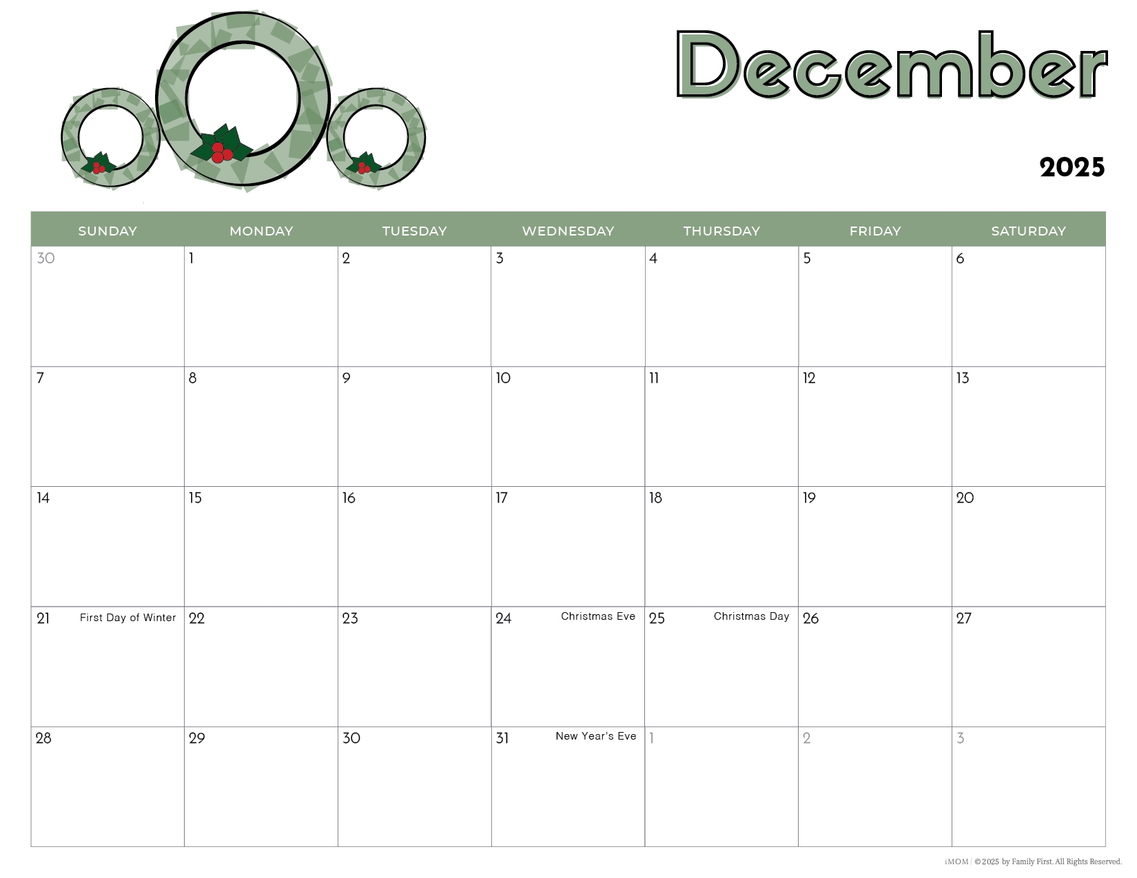 Imom December 2025 Calendar