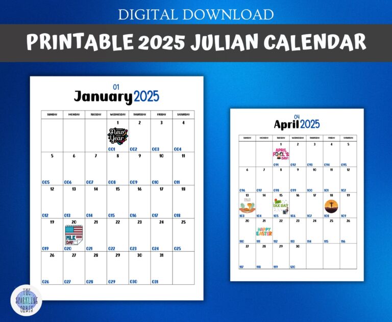 2025 Printable Julian Calendar 8 5 X 11 In Government And Military Calendar Calendar With Holidays And Images PDF Etsy UK