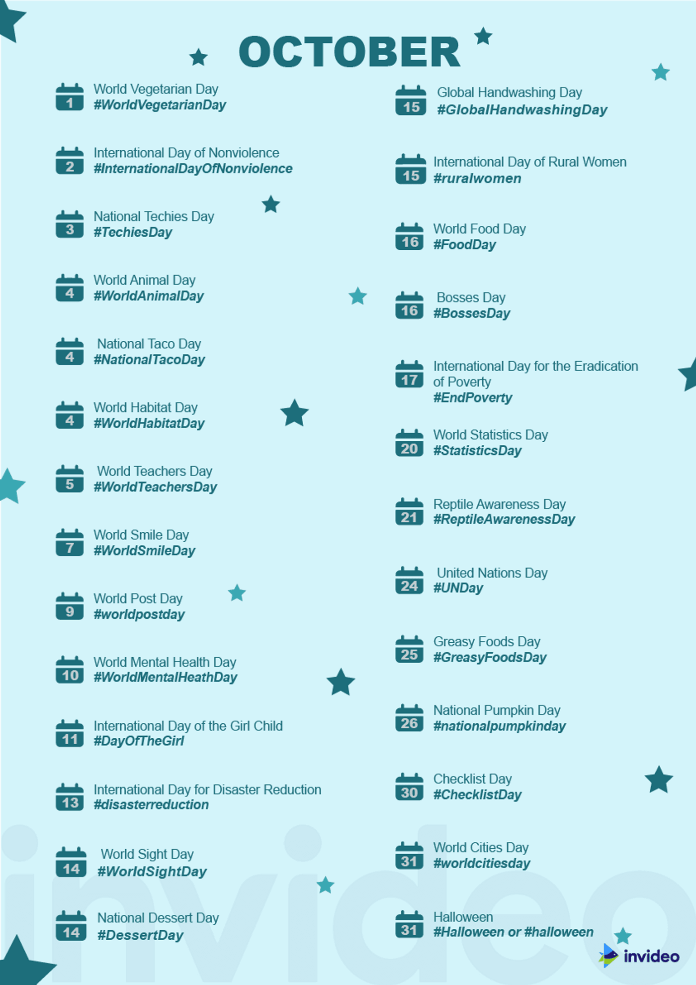 Social Media Calendar 2025 October
