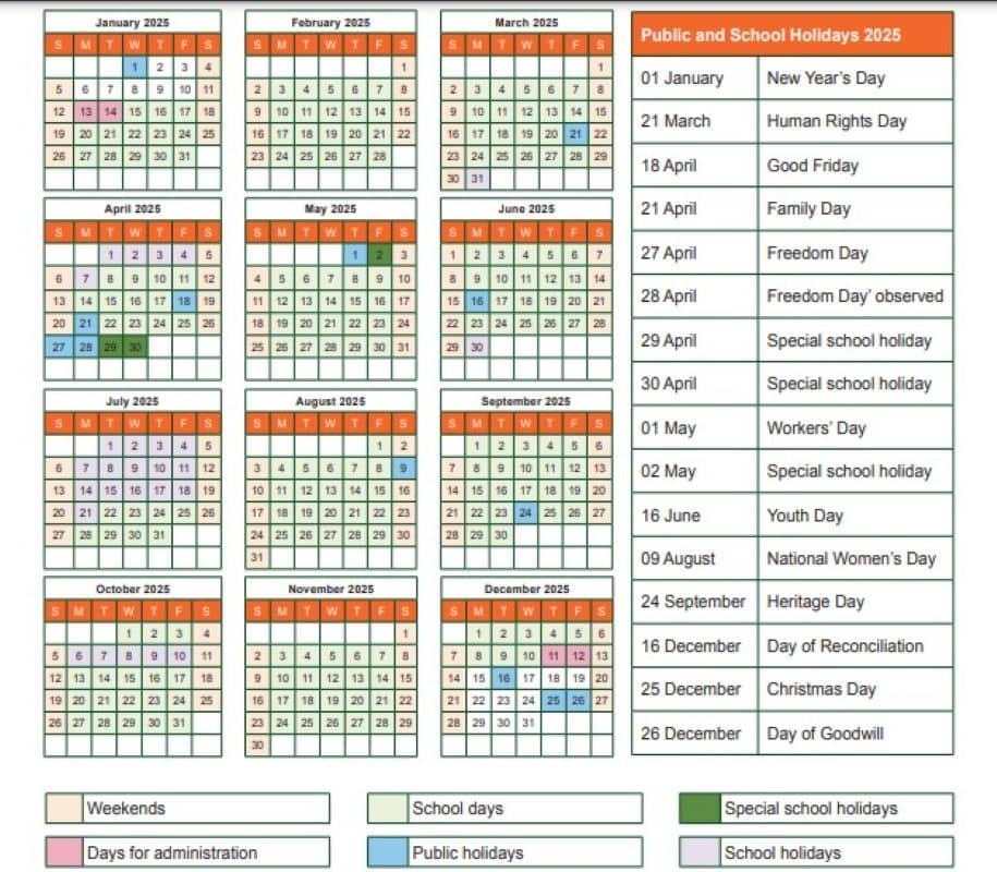 December School Calendar 2025