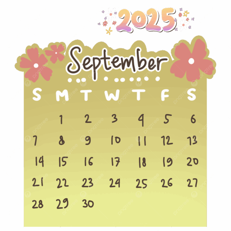 2025 September Calendar Cute Monthly Hand Drawn Printable 2025 Calendar September 2025 September 2025 Calendar PNG Transparent Clipart Image And PSD File For Free Download
