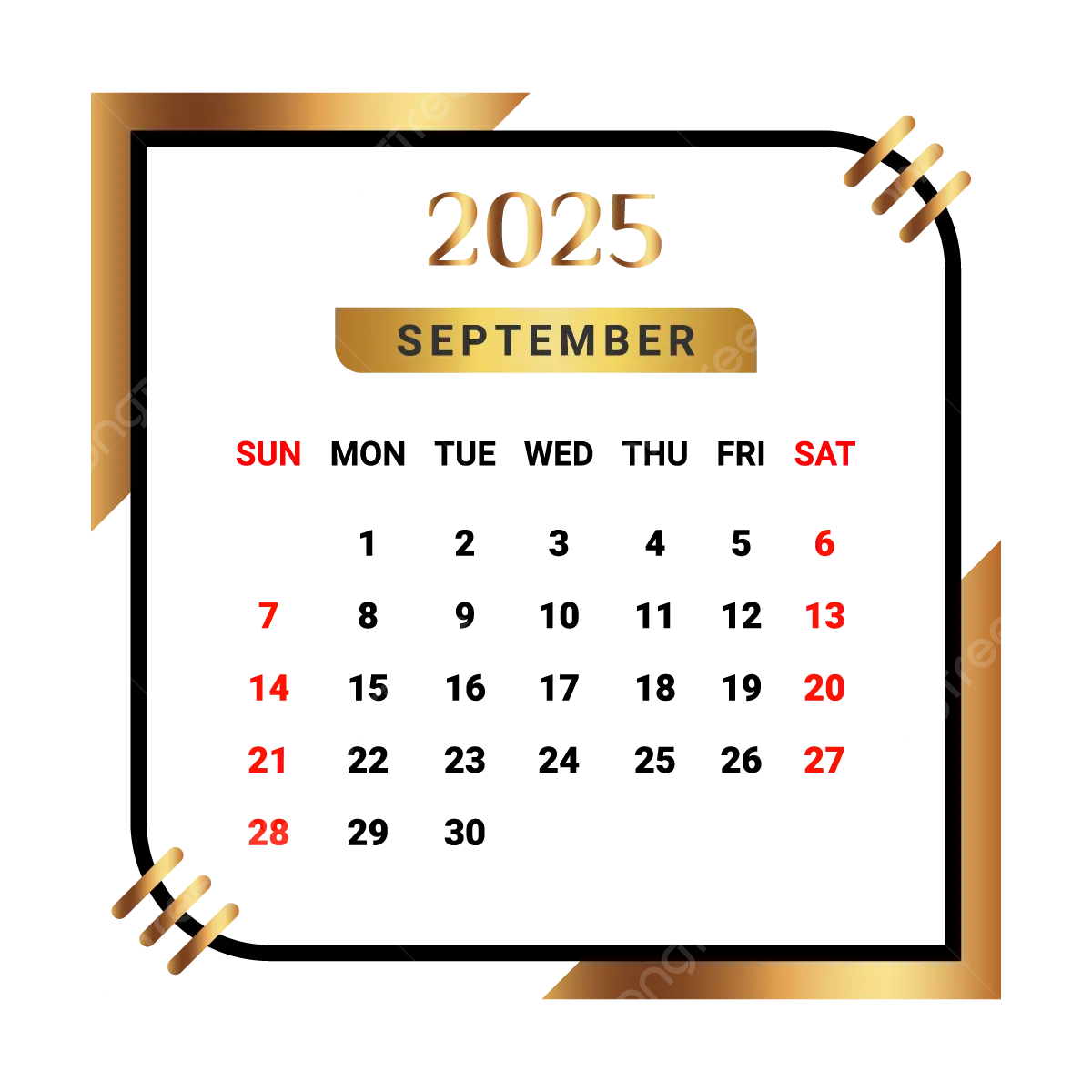 2025 September Calendar Png