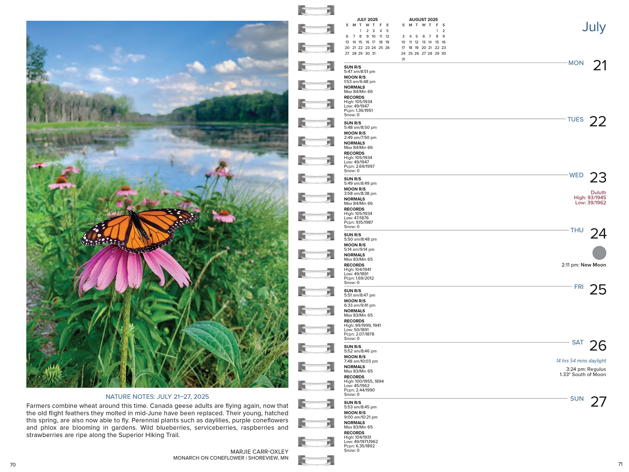 August 2025 Weather Calendar