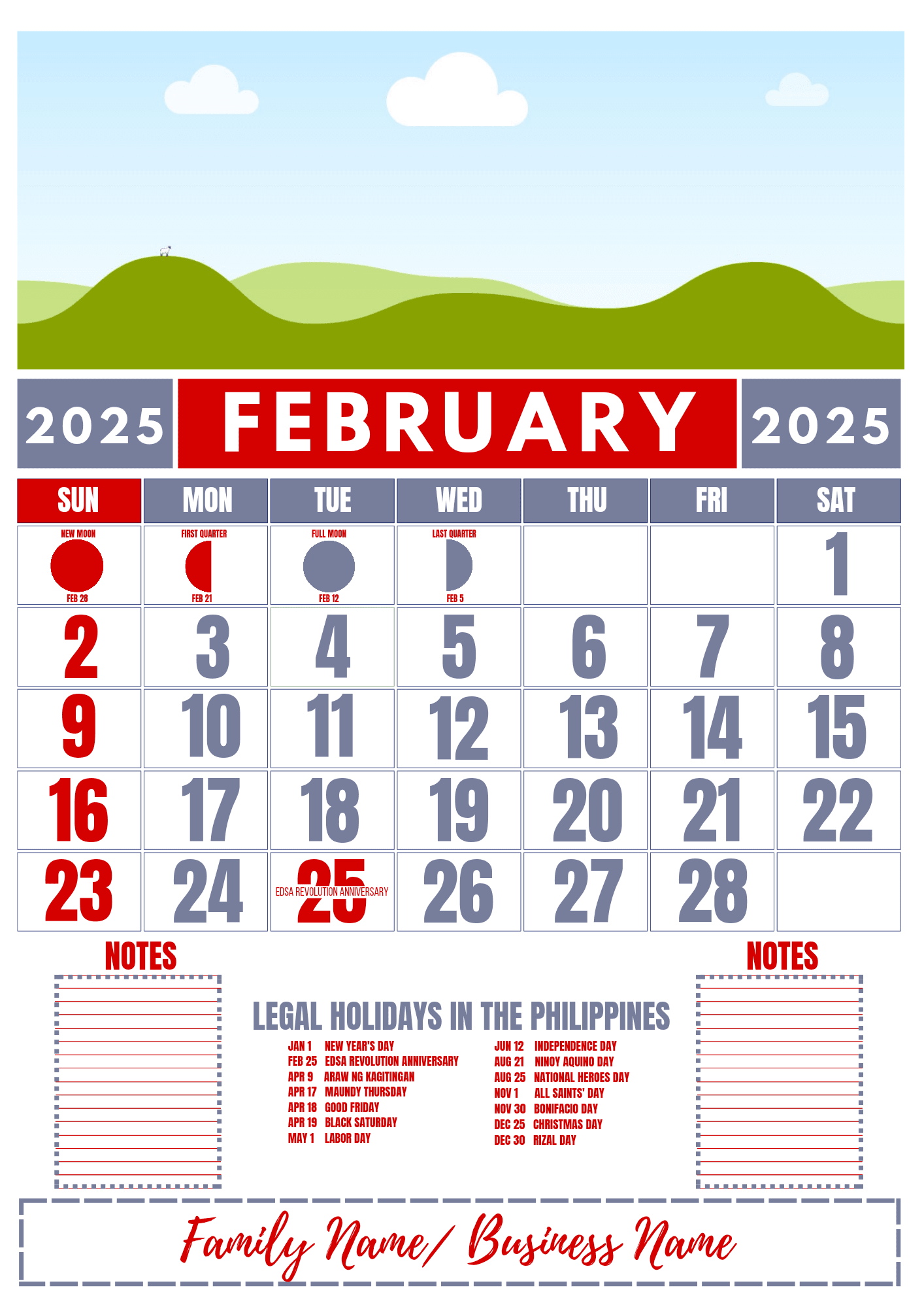 A4 SIZE CALENDAR TEMPLATE 2025 By Danicamalsi Raket PH