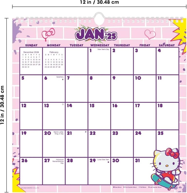 Amazon 2025 Hello Kitty U0026 Friends Spiral Wall Calendar 9798888281680 Trends International Books