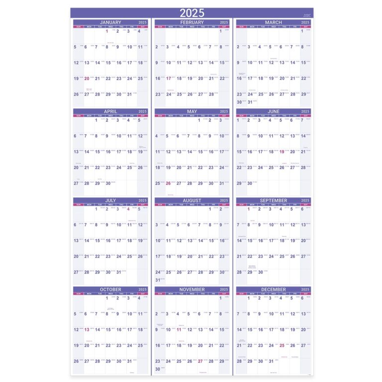Amazon 2025 Yearly Wall Calendar 2025 Wall Calendar With Julian Date Jan 2025 Dec 2025 One Page For Organizing Premium Thick Paper 