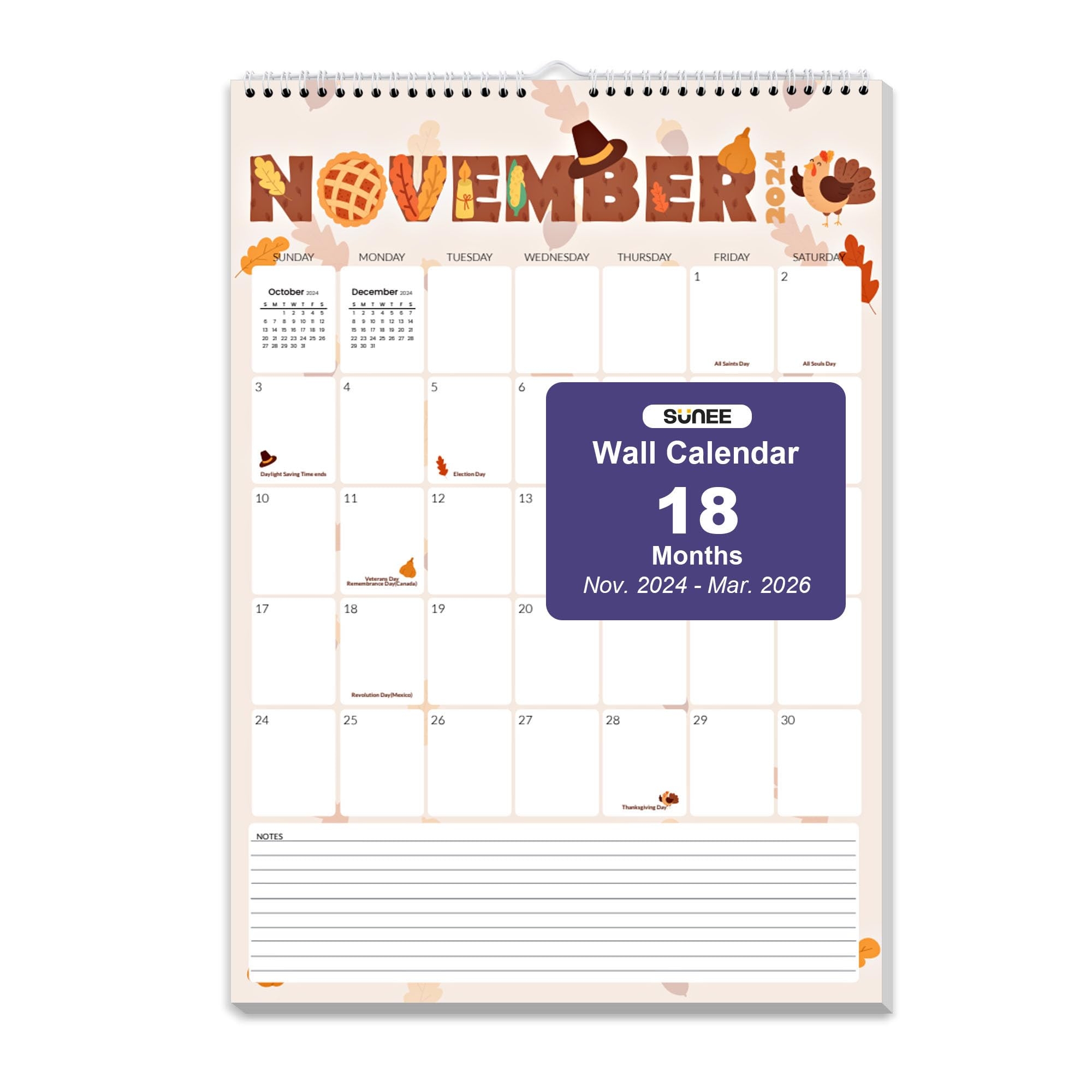 Amazon SUNEE Calendar 2025 18 Months Wall Calendar Oct 2024 
