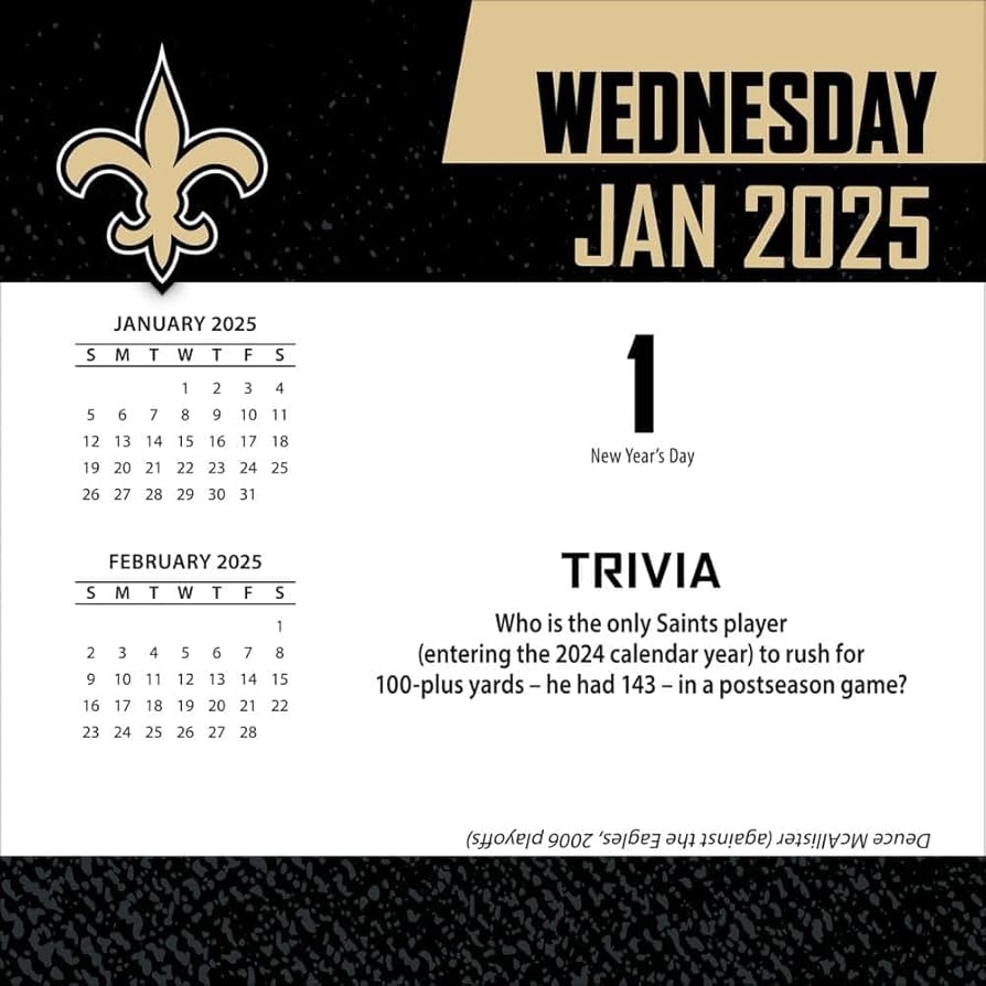 Amazon Turner Sports New Orleans Saints 2025 Box Calendar 25998053049 Sports U0026 Outdoors