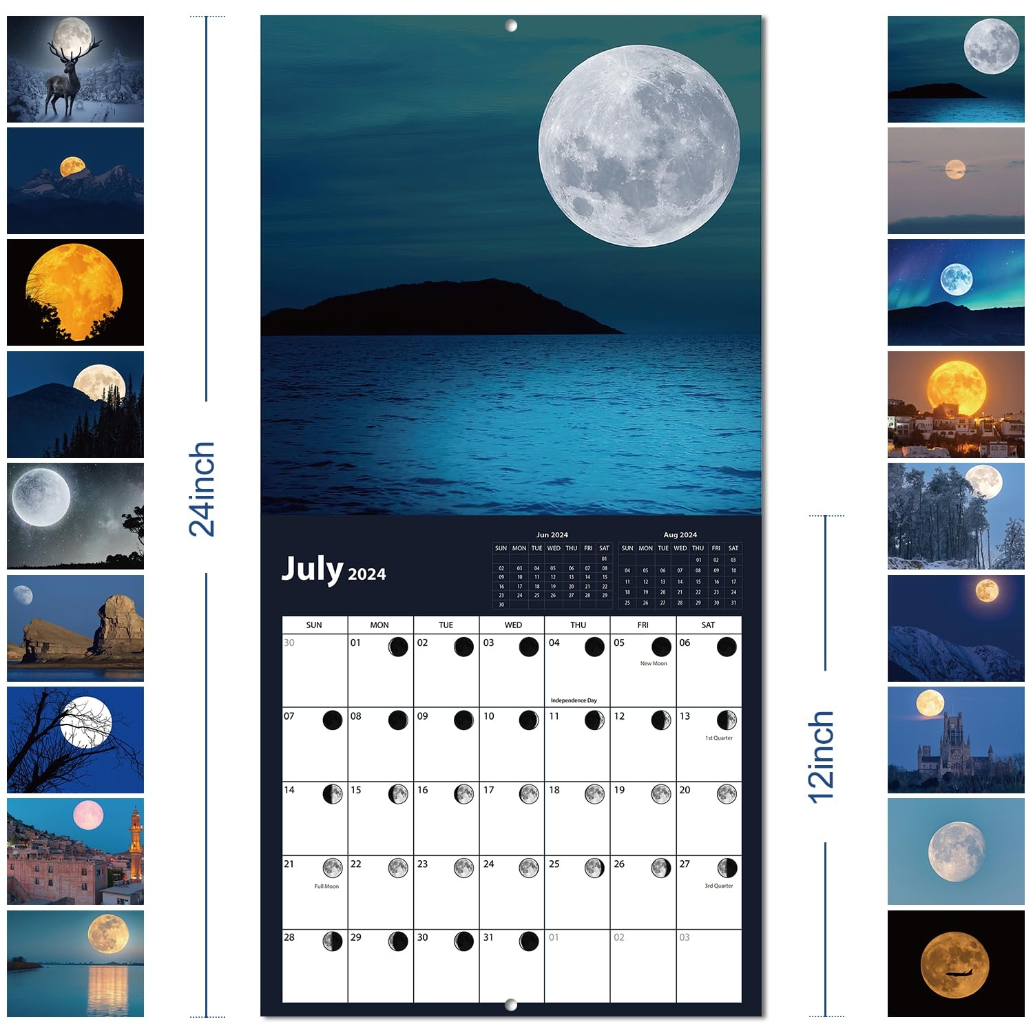 Amazon Wall Calendar 2025 Moon Calendar July 2024 2025 18 Month Moon Phases Calendar 12