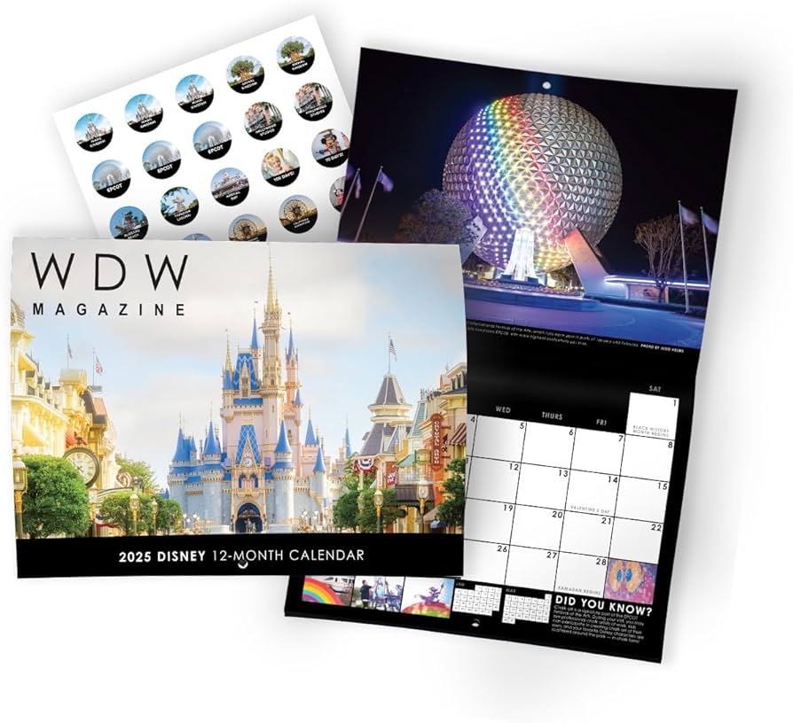 Amazon WDW Magazine 2025 Wall Calendar With Bonus Trip Planning And Celebration Stickers For Disney World Disneyland Disney Cruise Birthdays Office Products