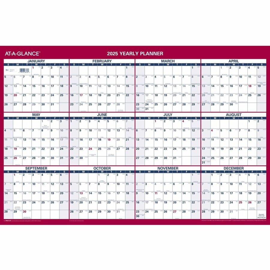At A Glance Vertical Horizontal Reversible Wall Calendar Large 
