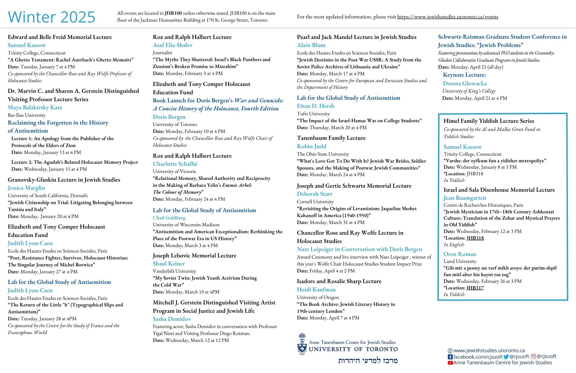 ATCJS Lecture Series Anne Tanenbaum Centre For Jewish Studies