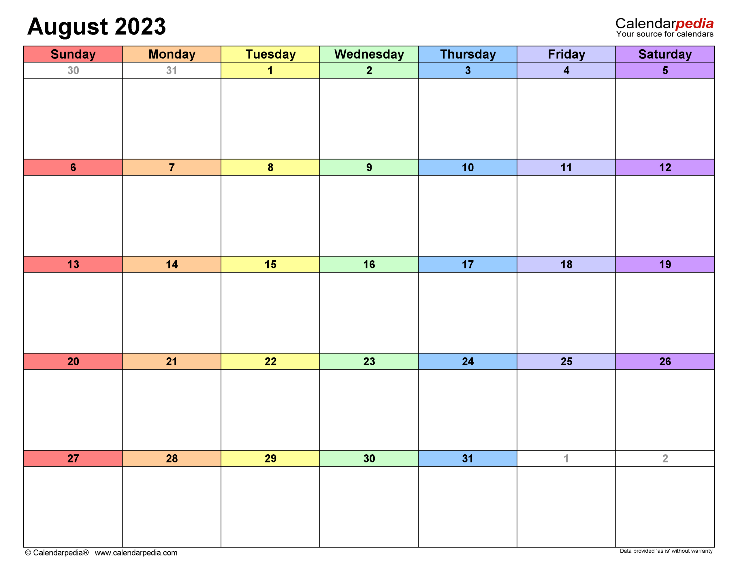 Printable Calendar August 2023 To August 2025
