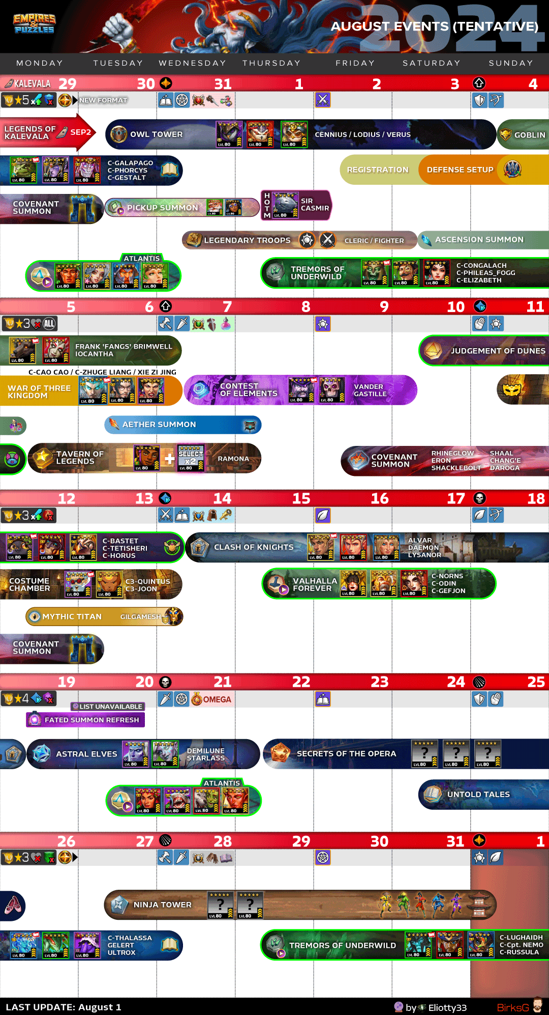 August 2024 TENTATIVE Calendar Page 2 Player Guides Empires U0026 Puzzles Community Forum