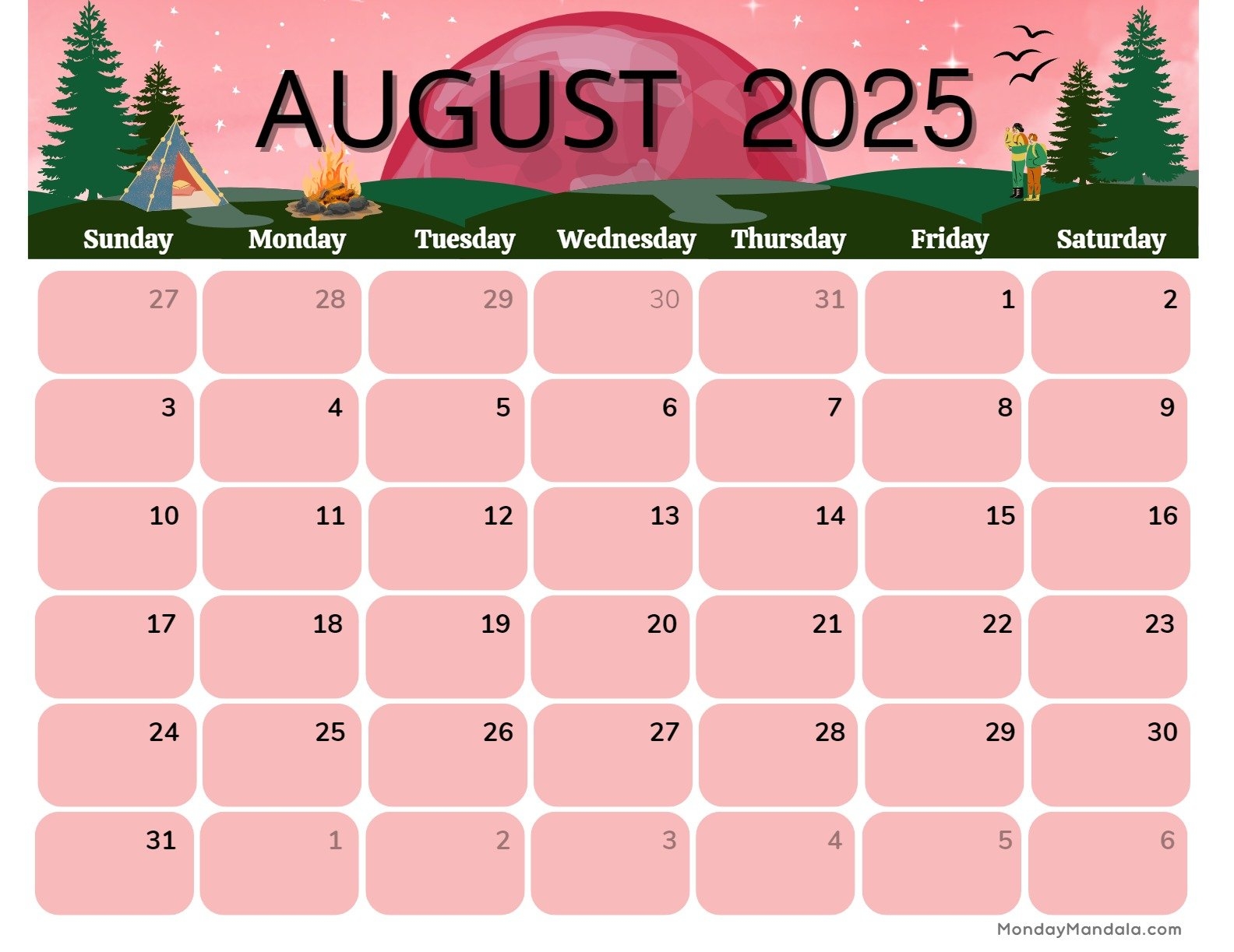 Events Calendar August 2025