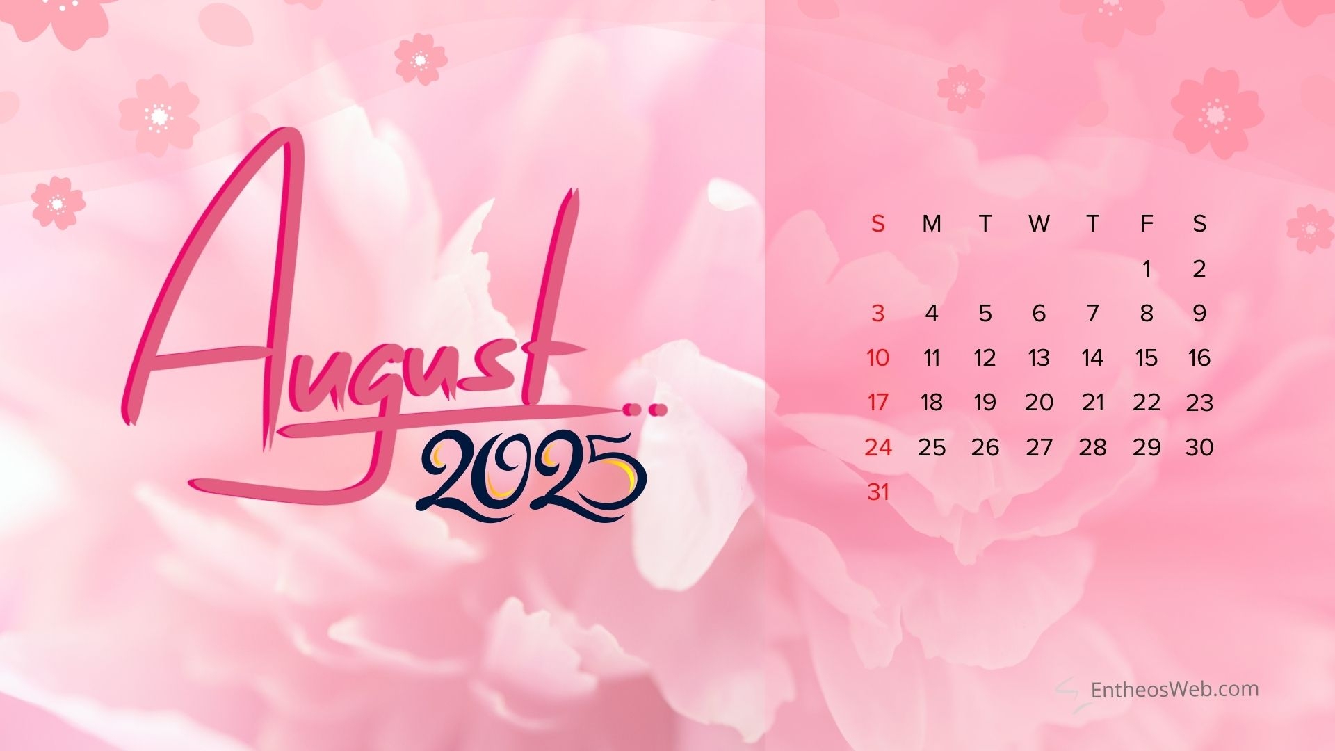 August 2025 Calendar Desktop Wallpapers U0026 Screensavers EntheosWeb