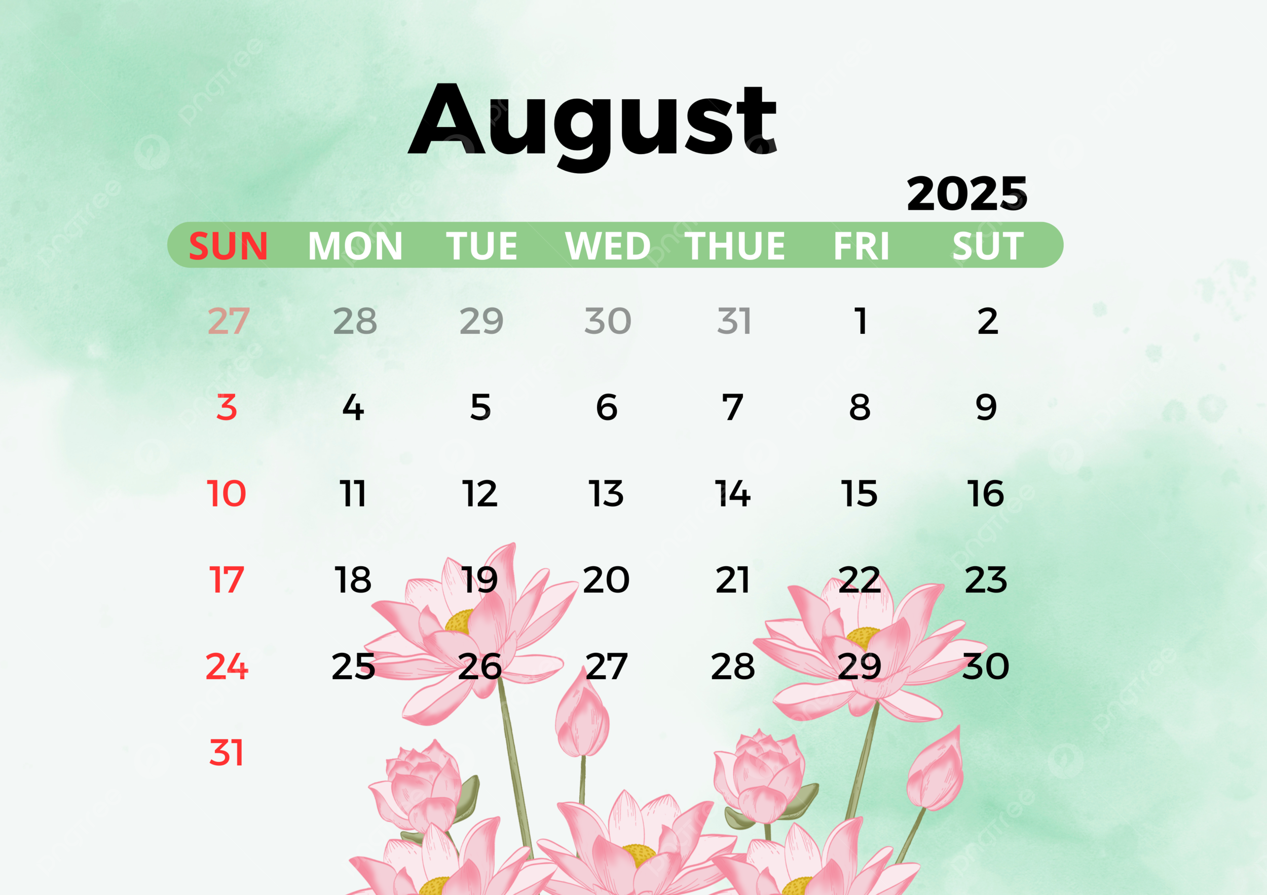 August 2025 Calendar Desktop Background