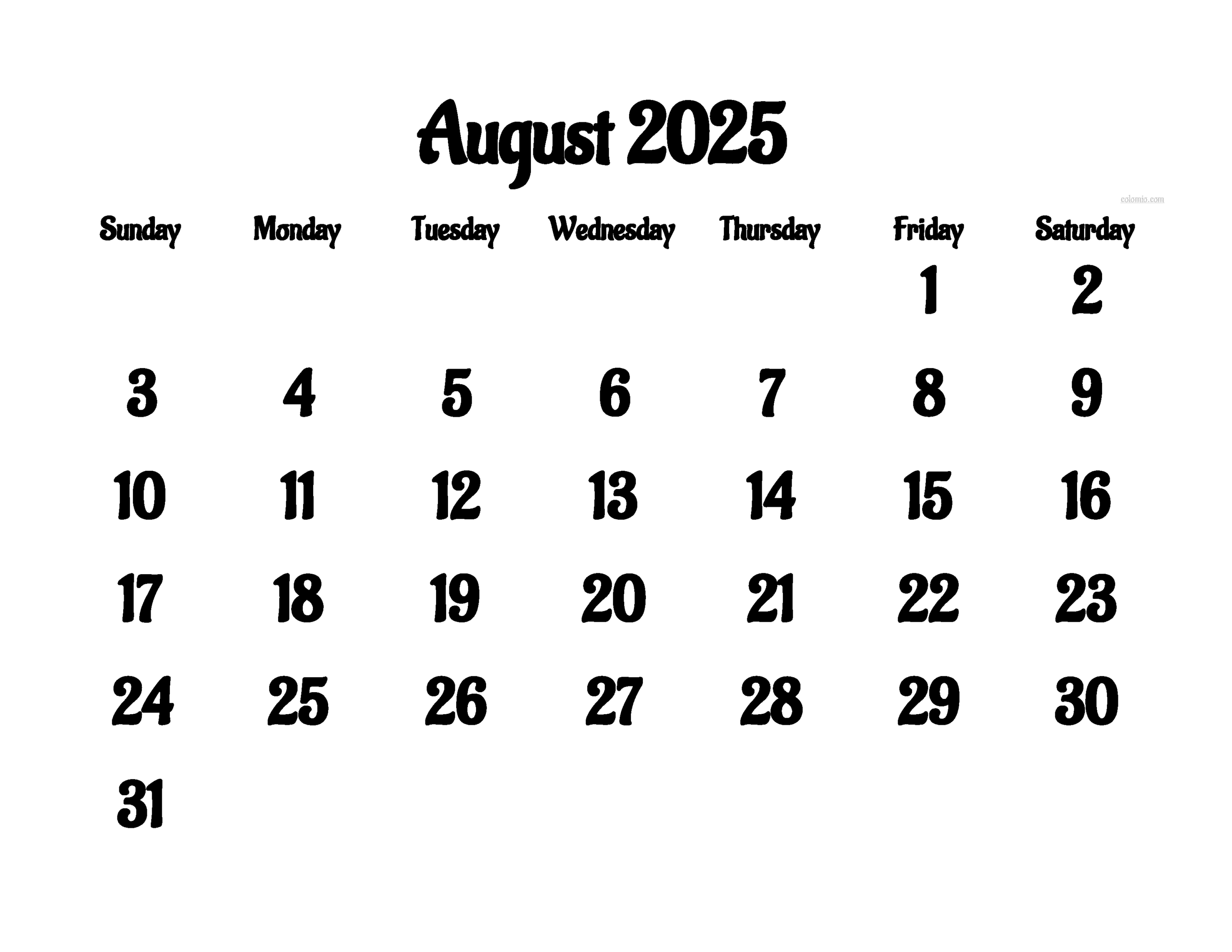 August El Salvador Calendar 2025