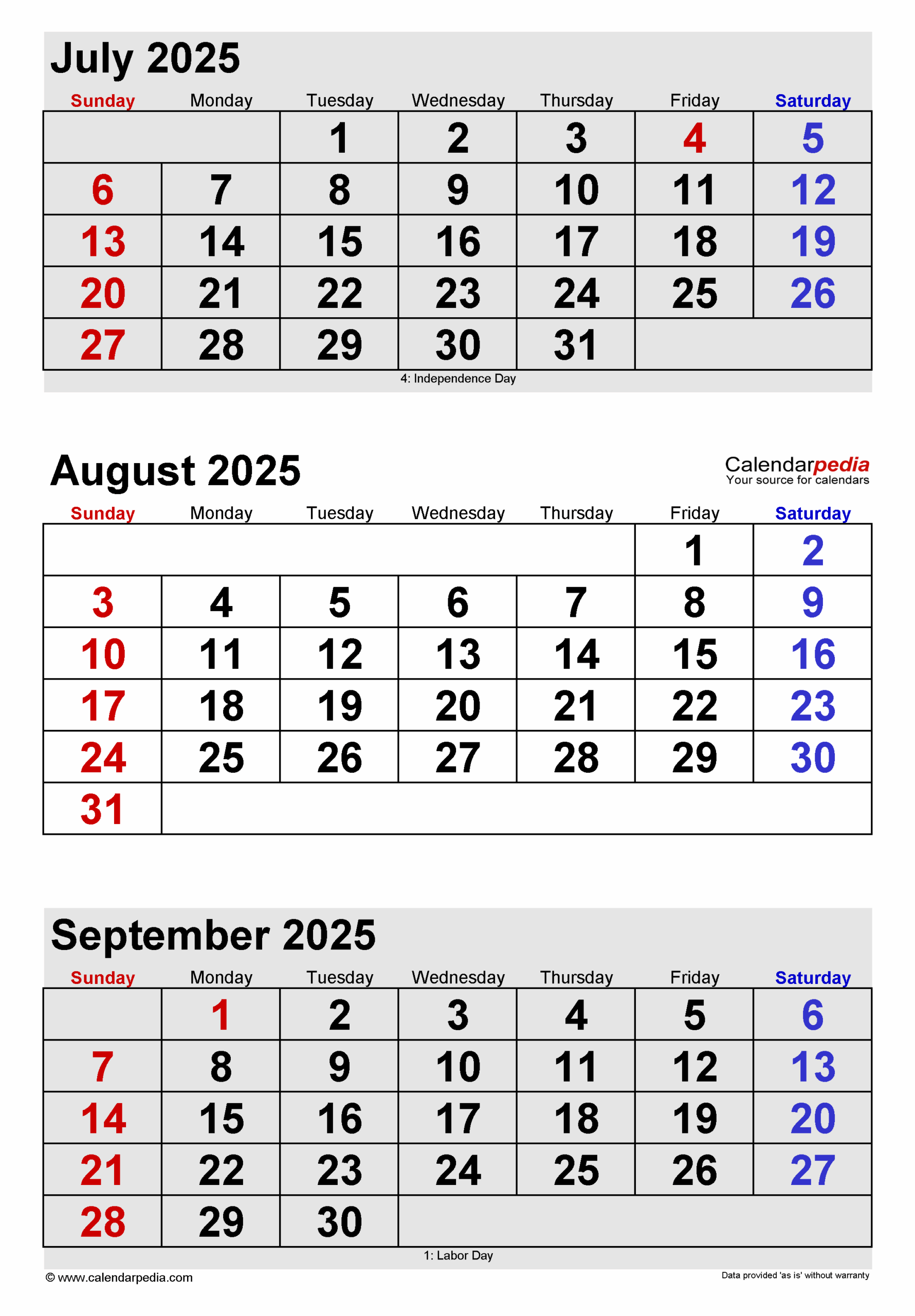 Calendar July Aug Sept 2025