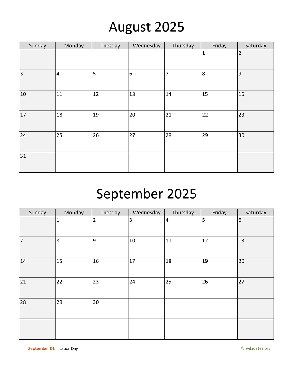 Calendar For August September October 2025