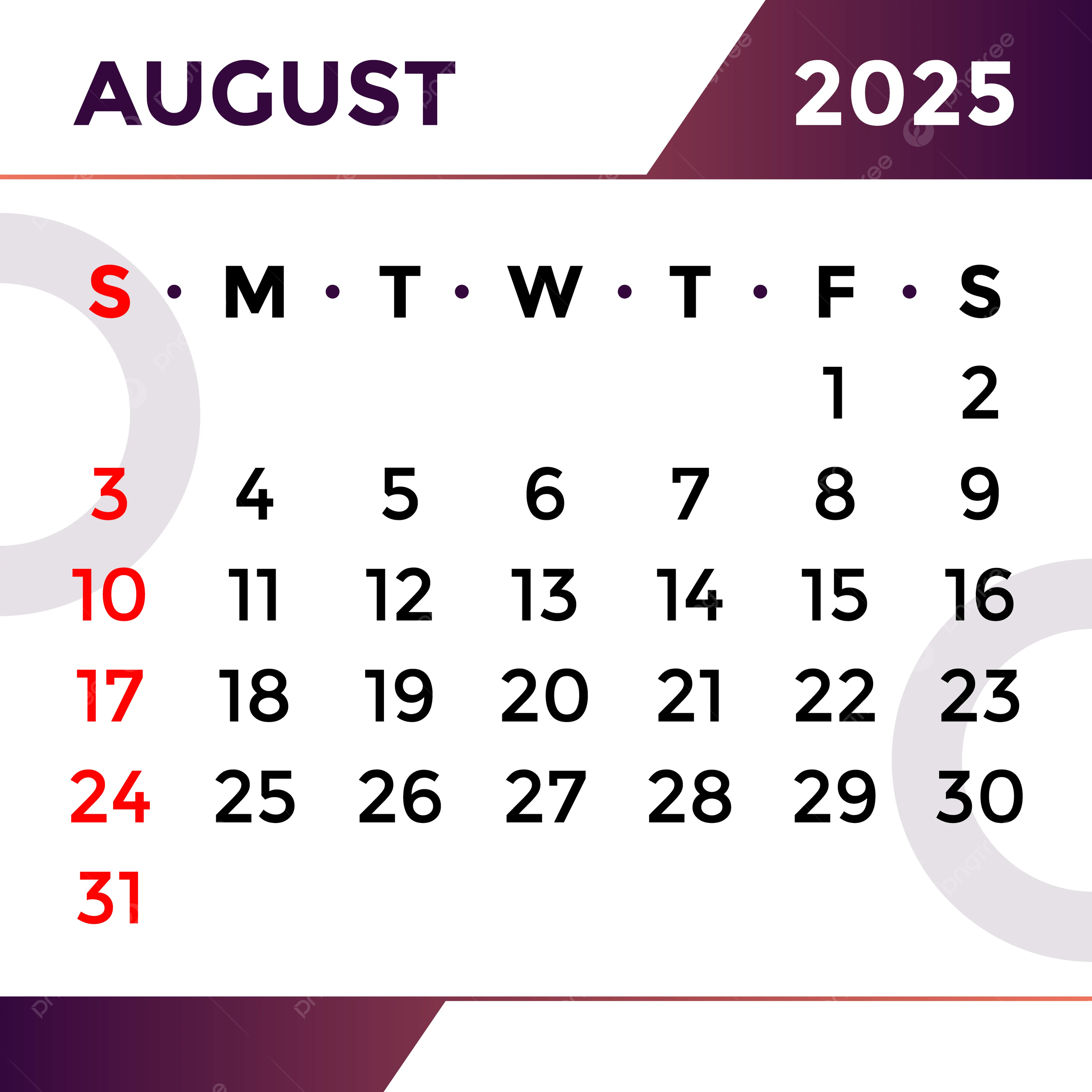 August Calendar 2025 With Events