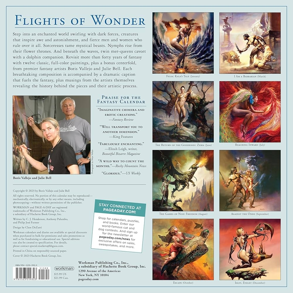 Boris Vallejo U0026 Julie Bell s Fantasy Wall Calendar 2024 A Year Of Classic Images For 2024 Workman Calendars Vallejo Boris Bell Julie 9781523519323 Amazon Books