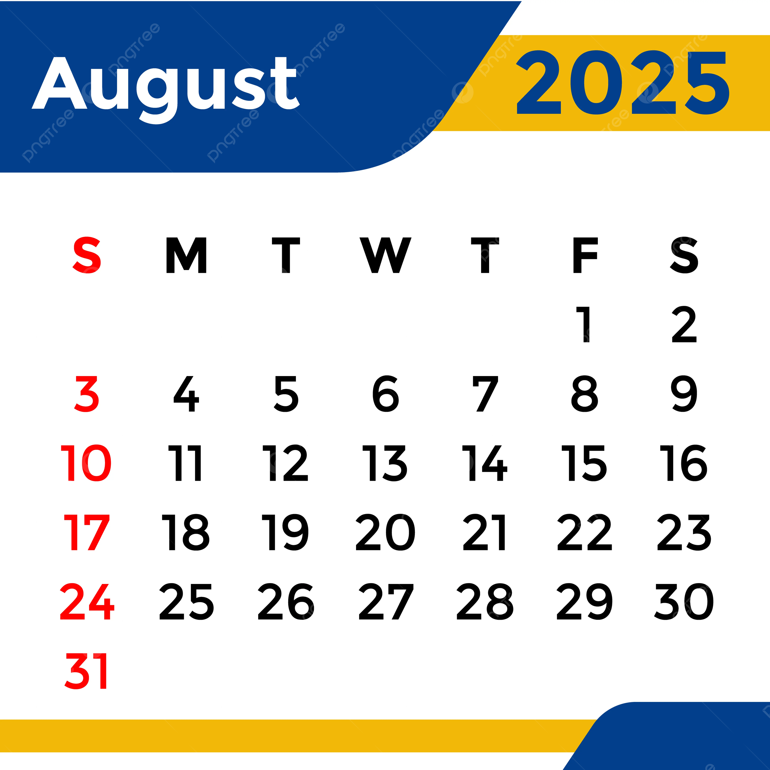 Image August 2025 Calendar