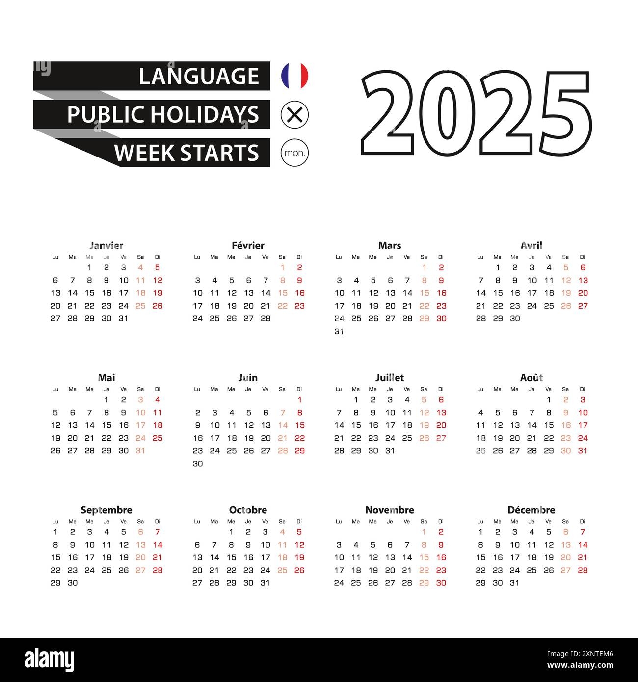 Calendar 2025 French Hi res Stock Photography And Images Alamy