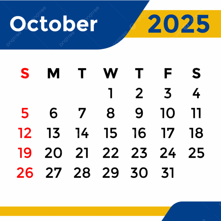 Calendar 2025 October Month Vector Template Download On Pngtree