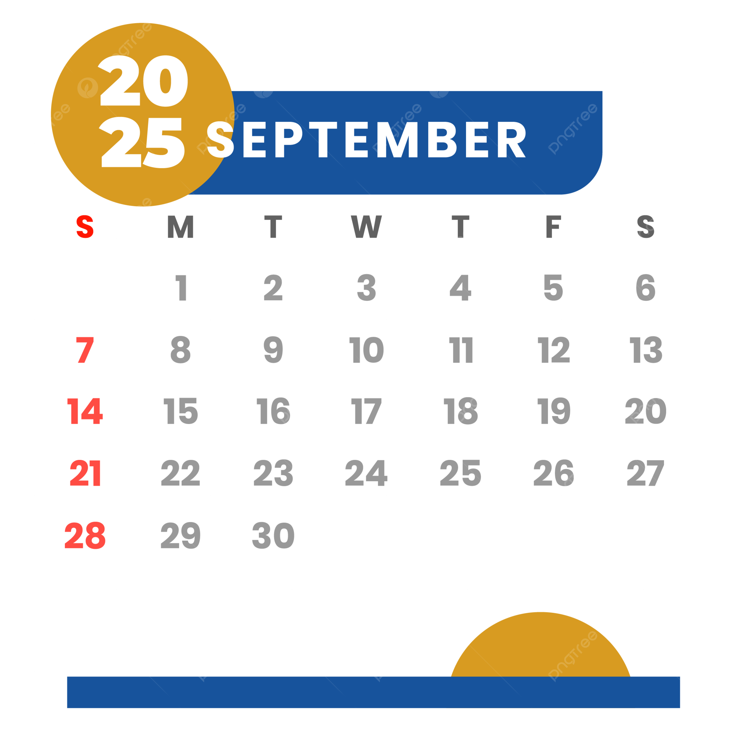 Calendar 2025 September Vector Clipart Monthly Calendar 2025 Calendar Calendar 2025 Vector September Calendar PNG And Vector With Transparent Background For Free Download