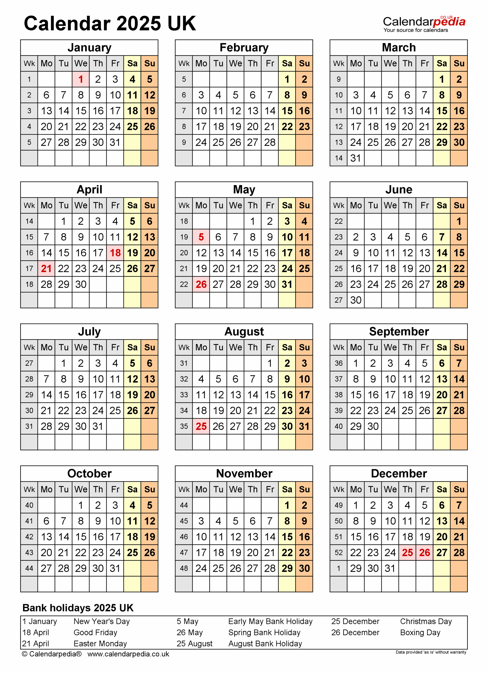 December 2025 Calendar Bank Holidays
