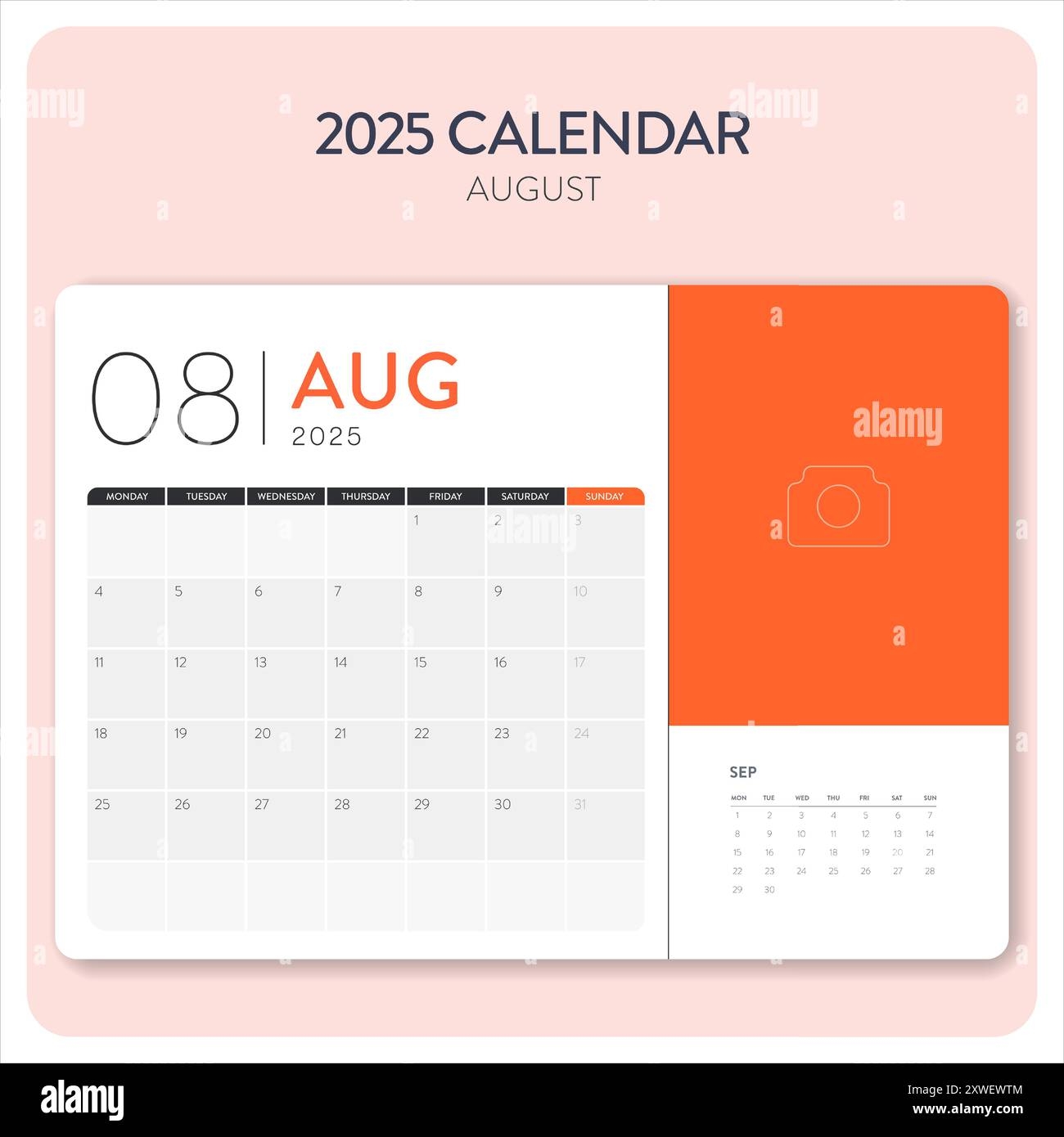August 2025 Calendar Vector