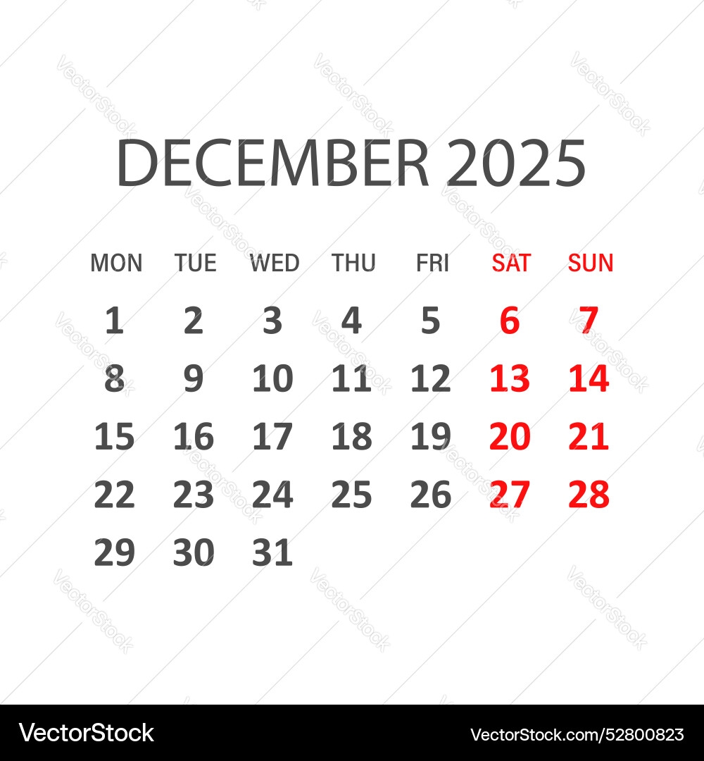 Calendar 30 December 2025