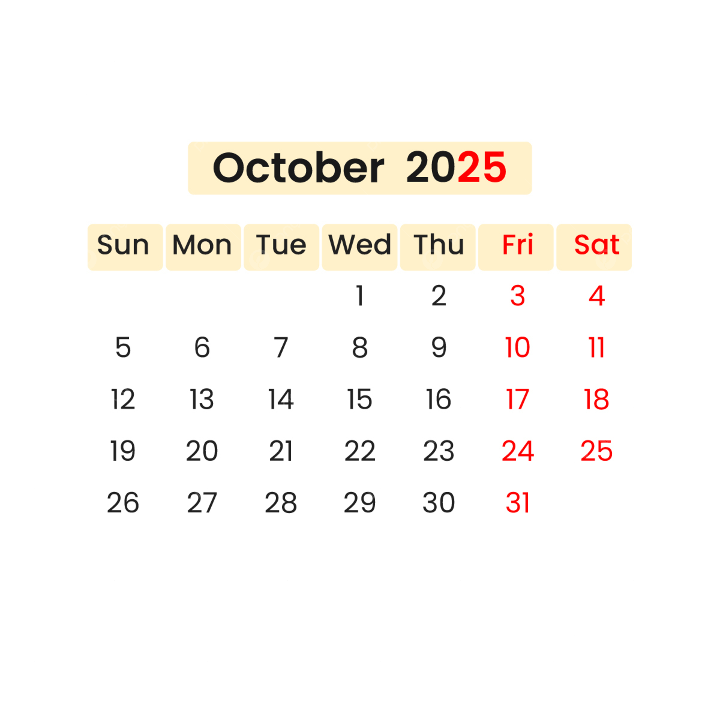 October 2025 Calendar With National Holidays