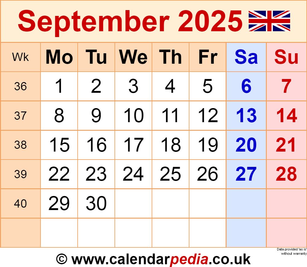 2025 Holiday Calendar September