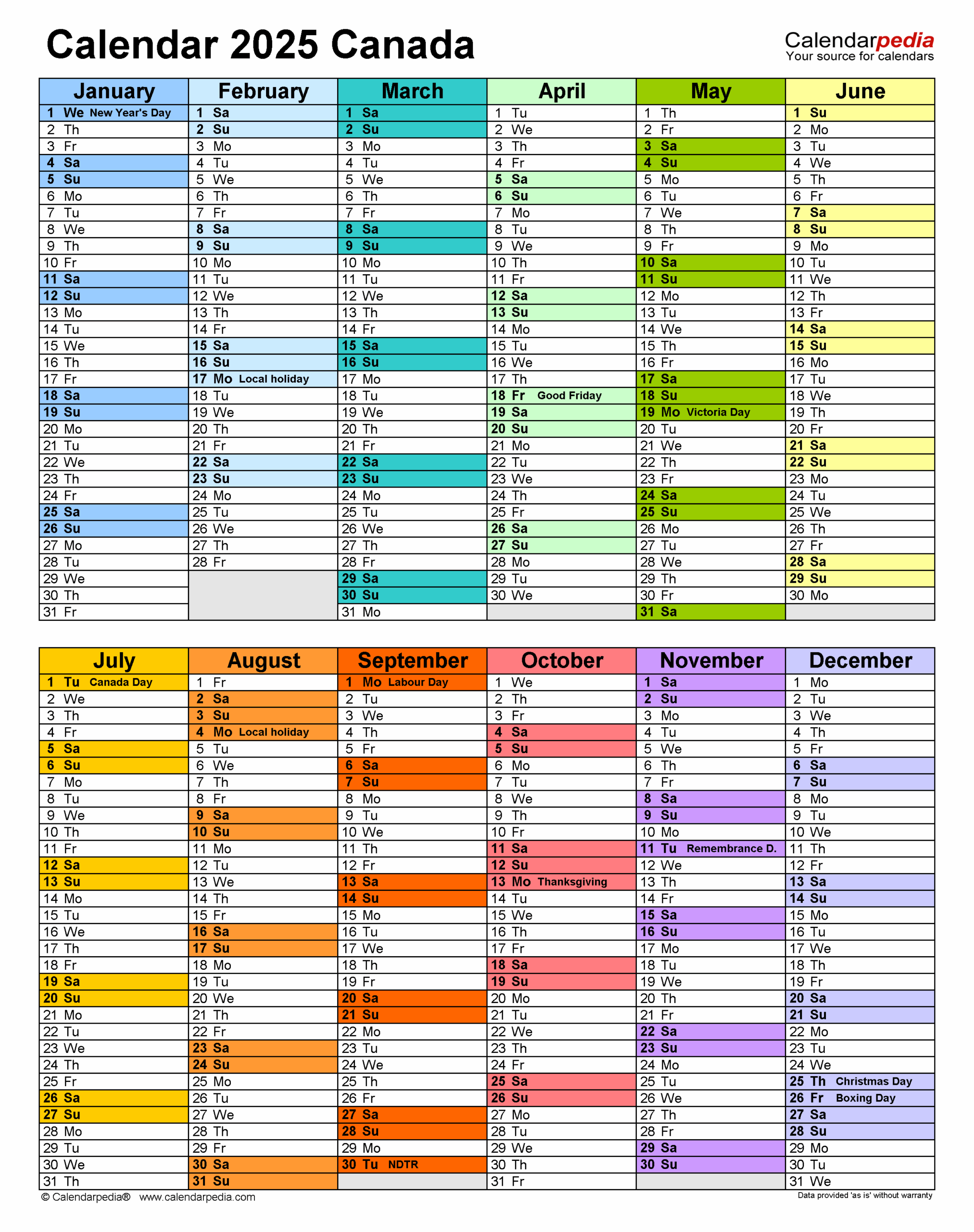 September 2025 Calendar Canada