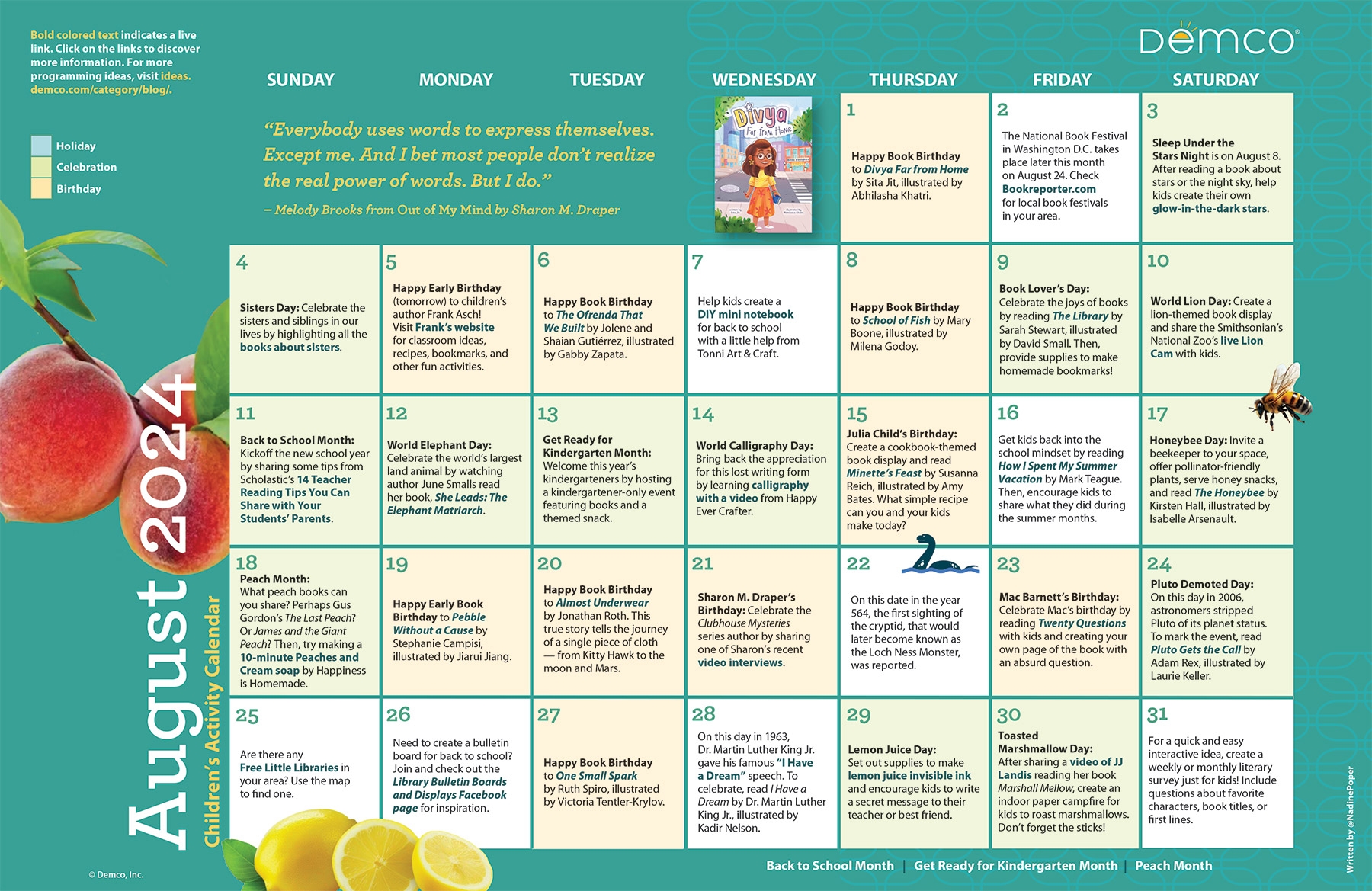 Children s Activity Calendar August 2024