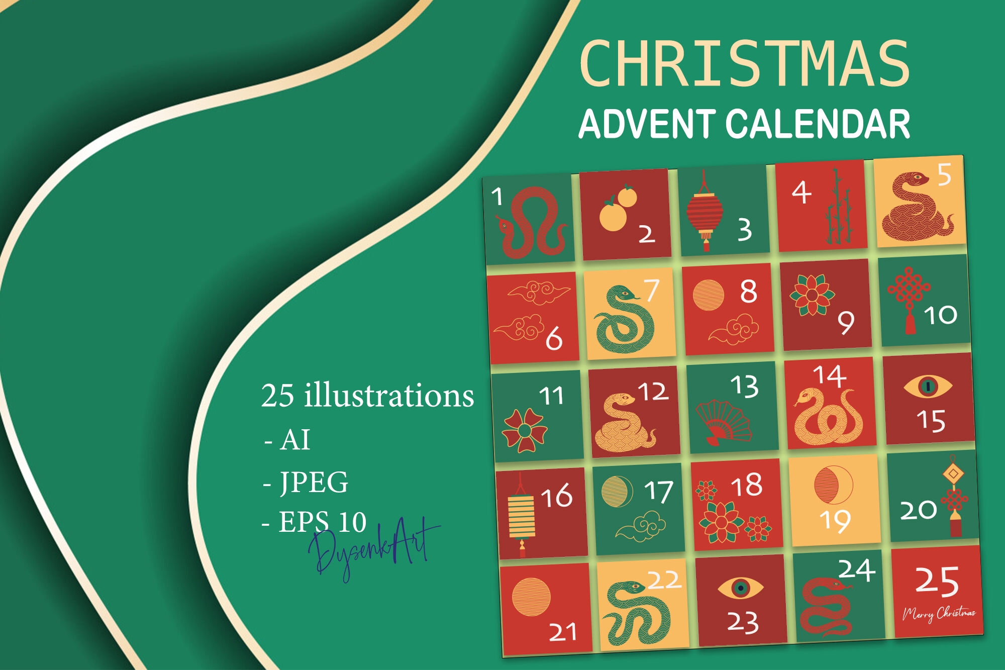 CHRISTMAS SNAKE Advent Calendar 2025 By Dysenkart TheHungryJPEG